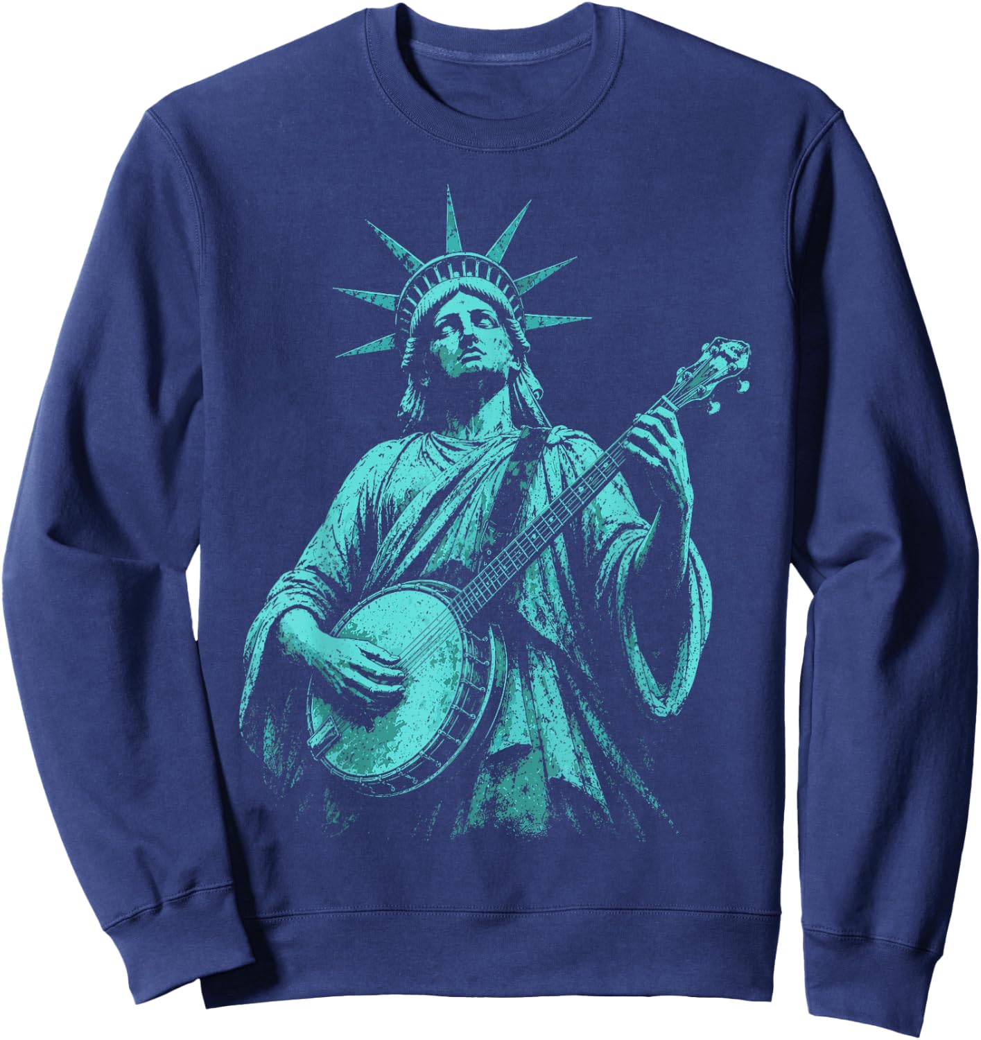 4th of July Statue of Liberty Banjo 1776 2026 Sweatshirt - Sweatshirt | Navy