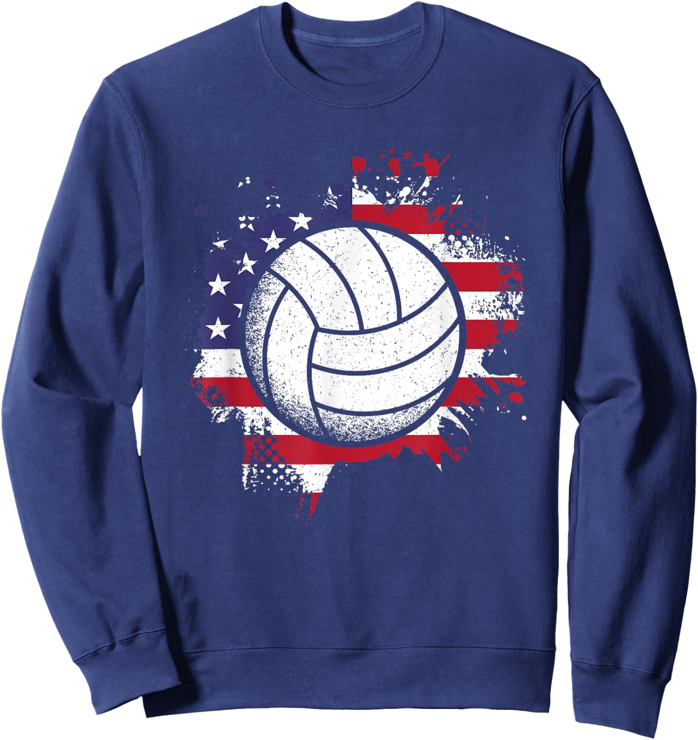 Volleyball American Flag Volleyball Lover Men Women Kids Sweatshirt - Sweatshirt | Navy