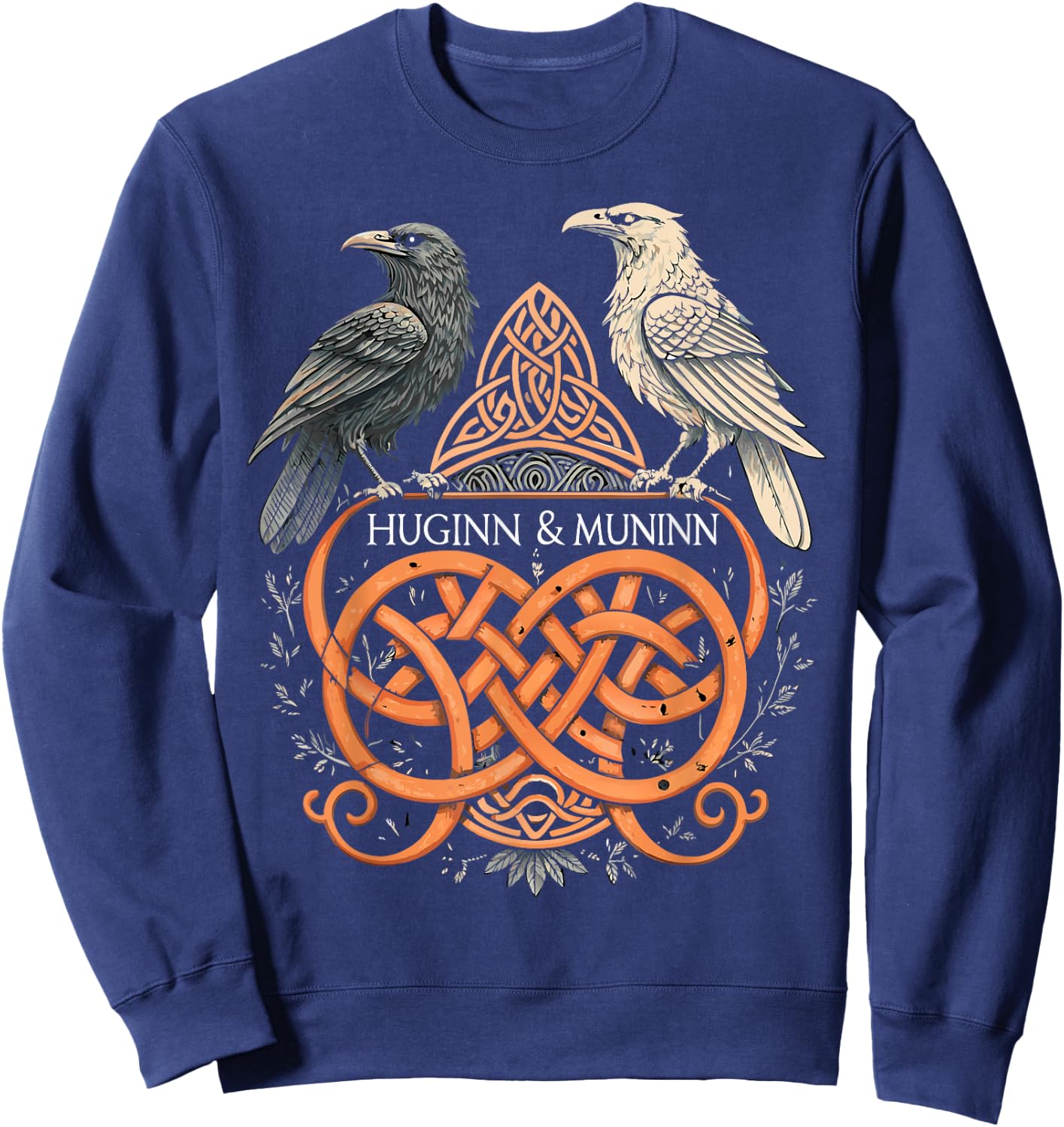 Celtic Knotwork Ravens – Huginn & Muninn Viking Sweatshirt - Sweatshirt | Navy
