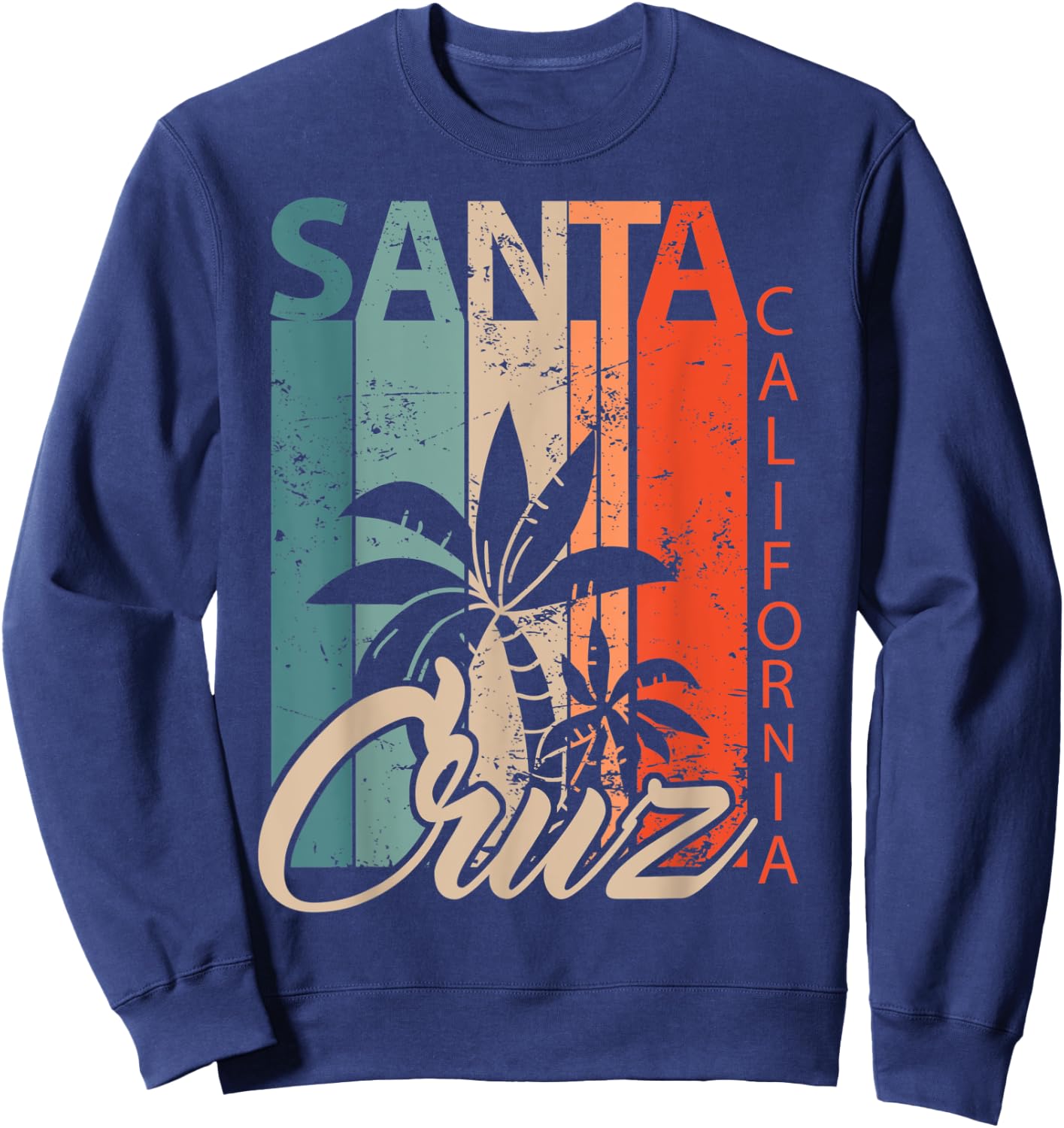 Santa Cruz California surfer skater vintage retro 70s Sweatshirt - Sweatshirt | Navy
