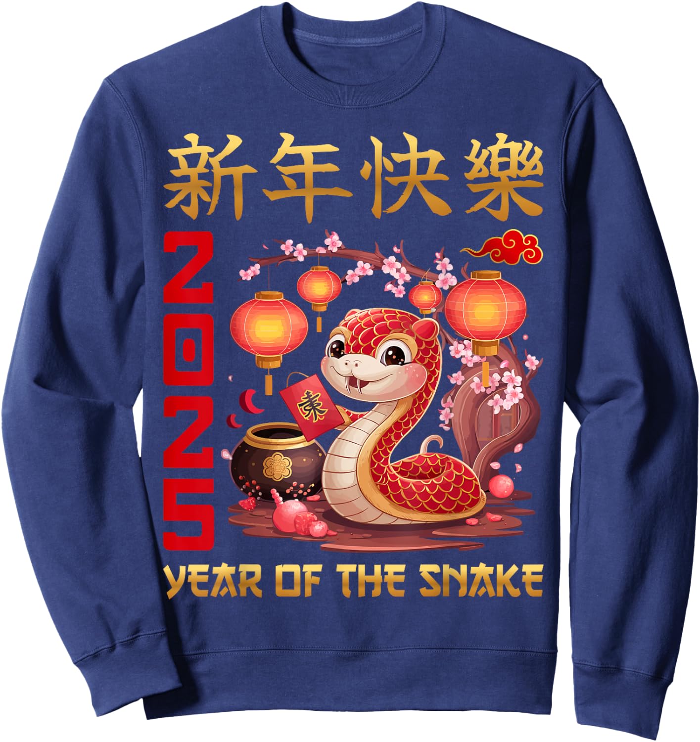 Adults & Kids - Black - Short Sleeve - Cartoon Pattern - Chinese Culture Enthusiasts, All Ages Sweatshirt - Sweatshirt | Navy