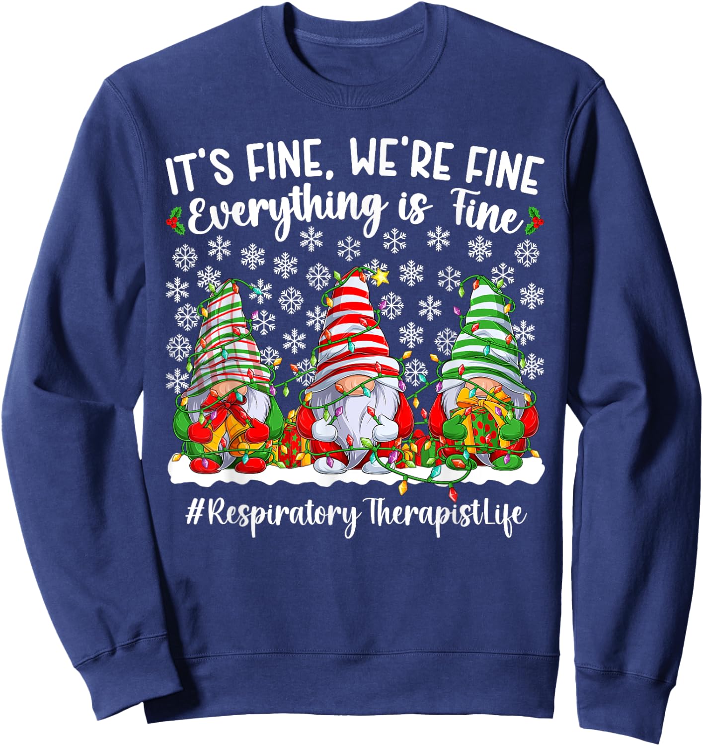 Funny Respiratory Therapist Christmas RT Xmas Party Sweatshirt - Sweatshirt | Navy
