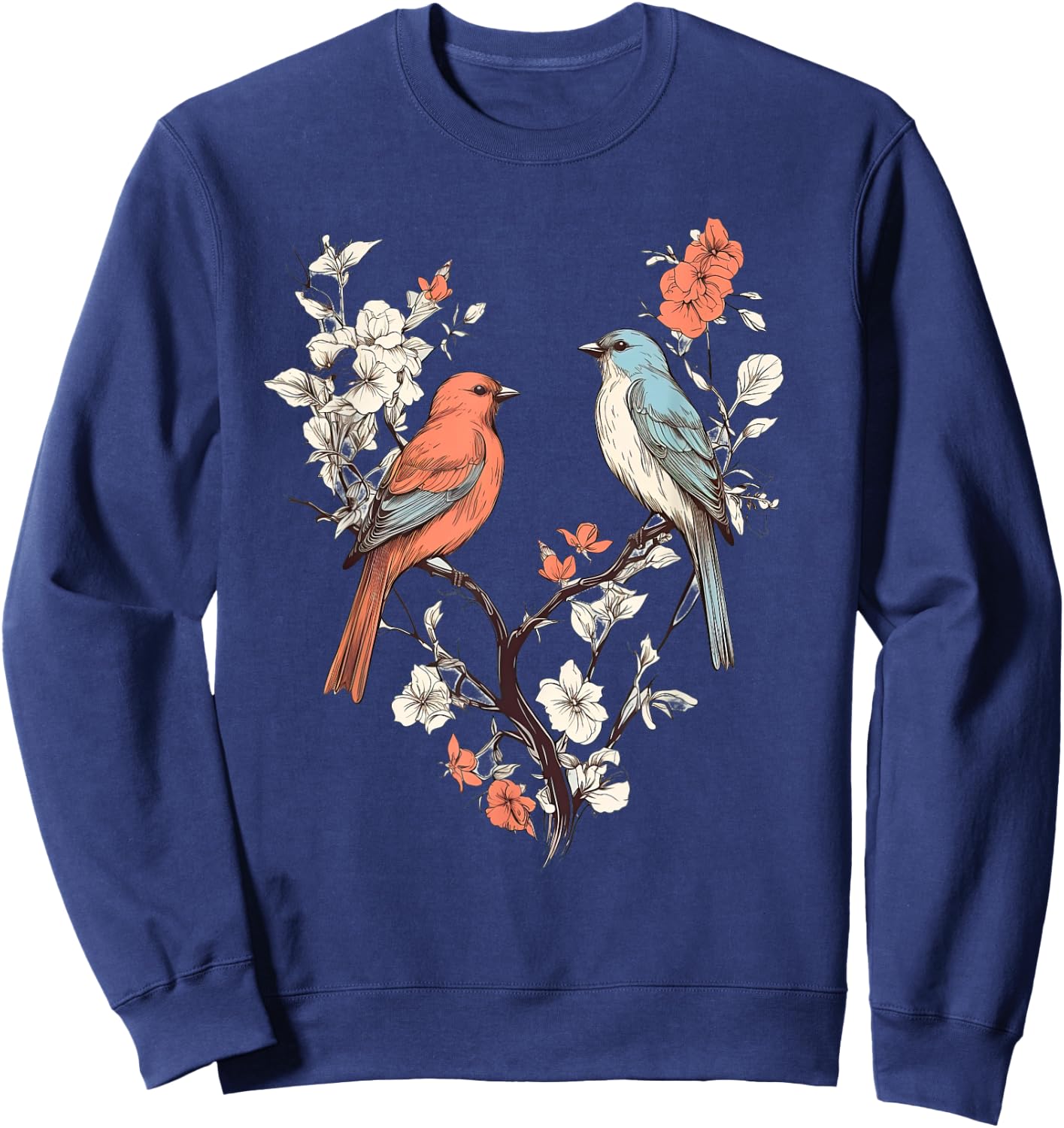 Birds On A tree Branch Birding Bird Watching Bird Sweatshirt - Sweatshirt | Navy