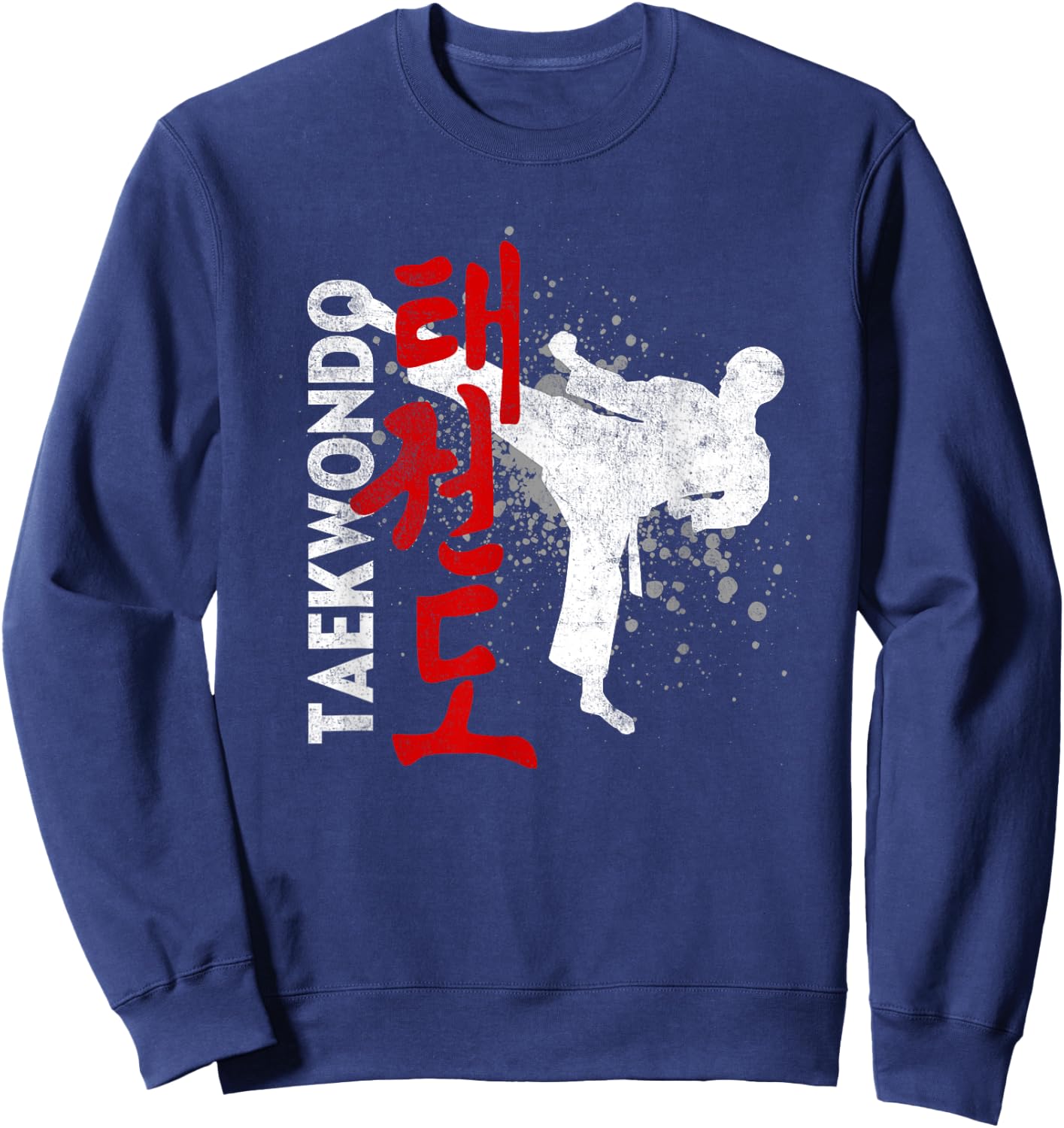 Taekwondo - Martial Arts - Erwachsene - Schwarz - S - Kurzarm - Klassische Passform - 100% Polyester - Imported - Martial Arts Graphic - Crew-Ausschnitt - Training Sweatshirt - Sweatshirt | Navy