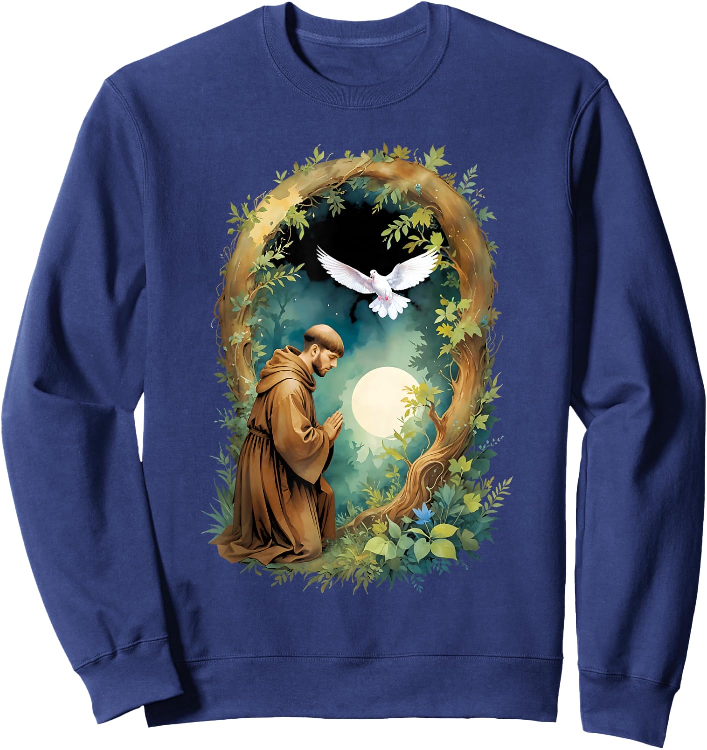 St Francis of Assisi Patron Saint of Animals Holy Catholic Sweatshirt - Sweatshirt | Navy