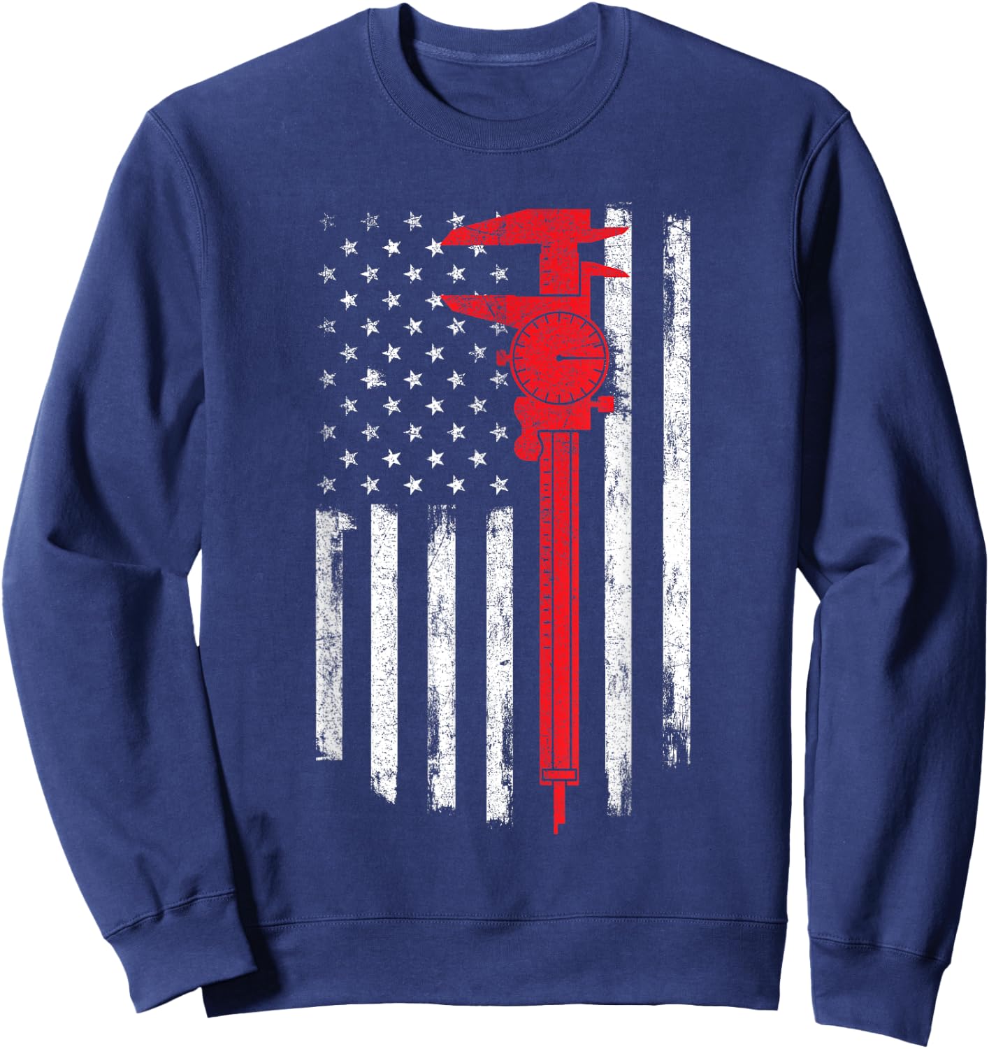 Mechanic Tools - American Flag Machinist Machine Operator Sweatshirt - Sweatshirt | Navy