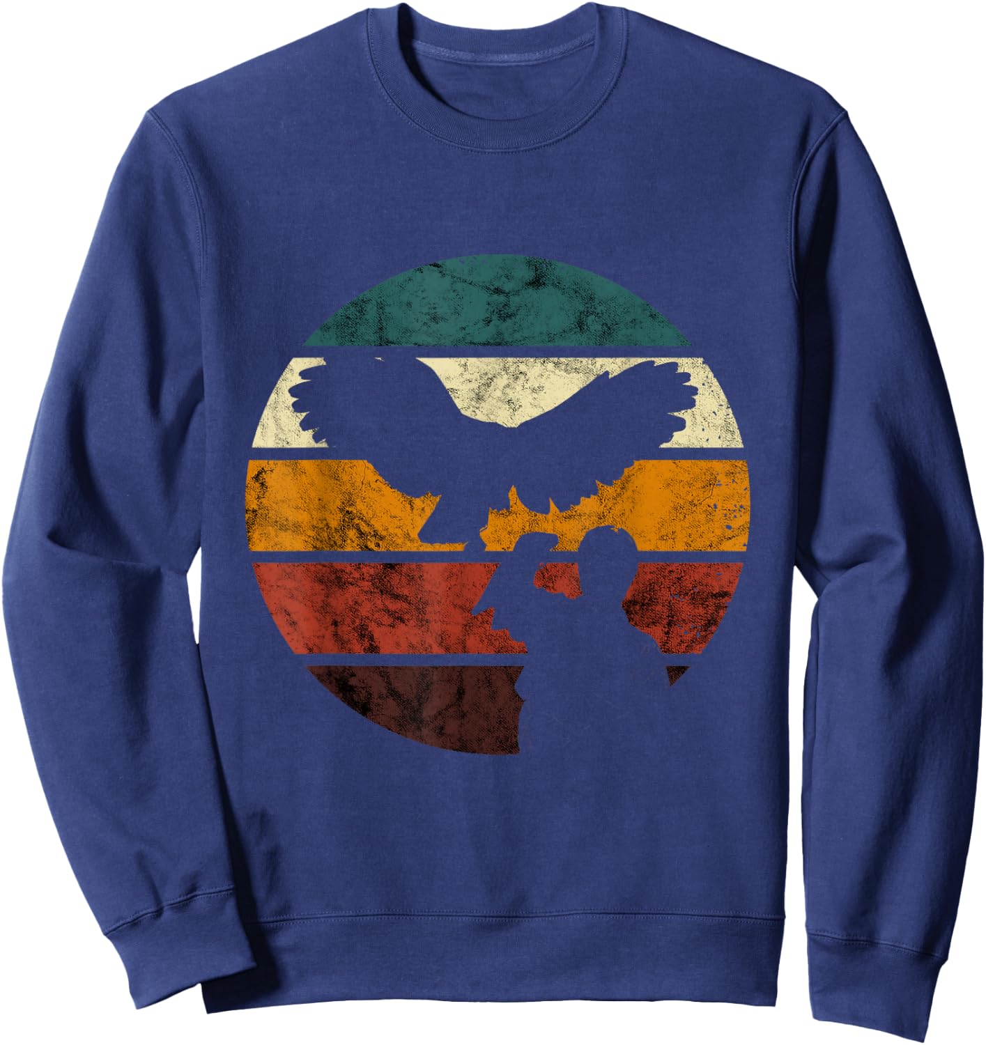 Falconry Red Tailed Hawk Vintage Retro Ornithology Falcon Sweatshirt - Sweatshirt | Navy