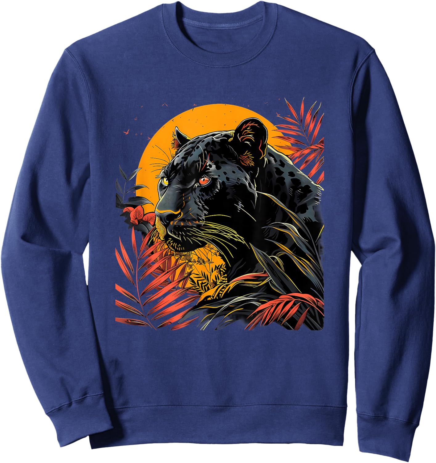 Panther Moon Artwork Wildlife Panther Lover Animal Art Sweatshirt - Sweatshirt | Navy