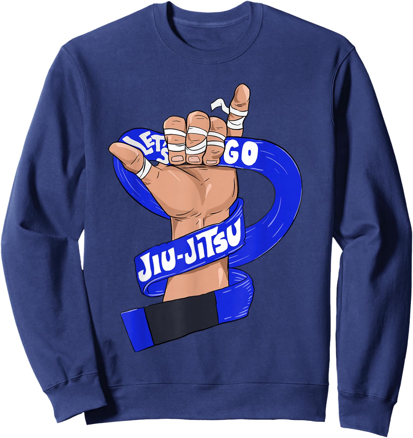 Let's Go BJJ, Jiu Jitsu, Shaka Sign, Blue Belt Sweatshirt - Sweatshirt | Navy