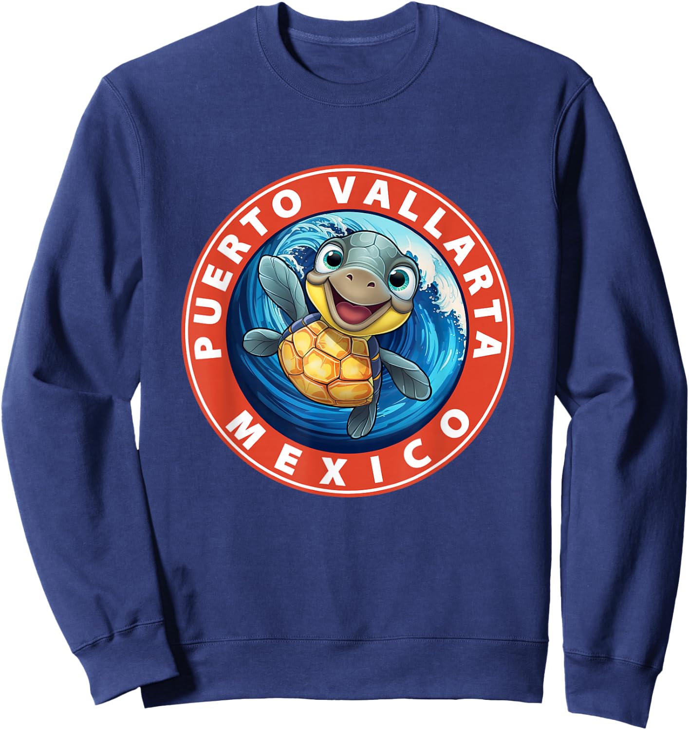 Puerto Vallarta Mexico Smiling Baby Sea Turtle Souvenir Sweatshirt - Sweatshirt | Navy