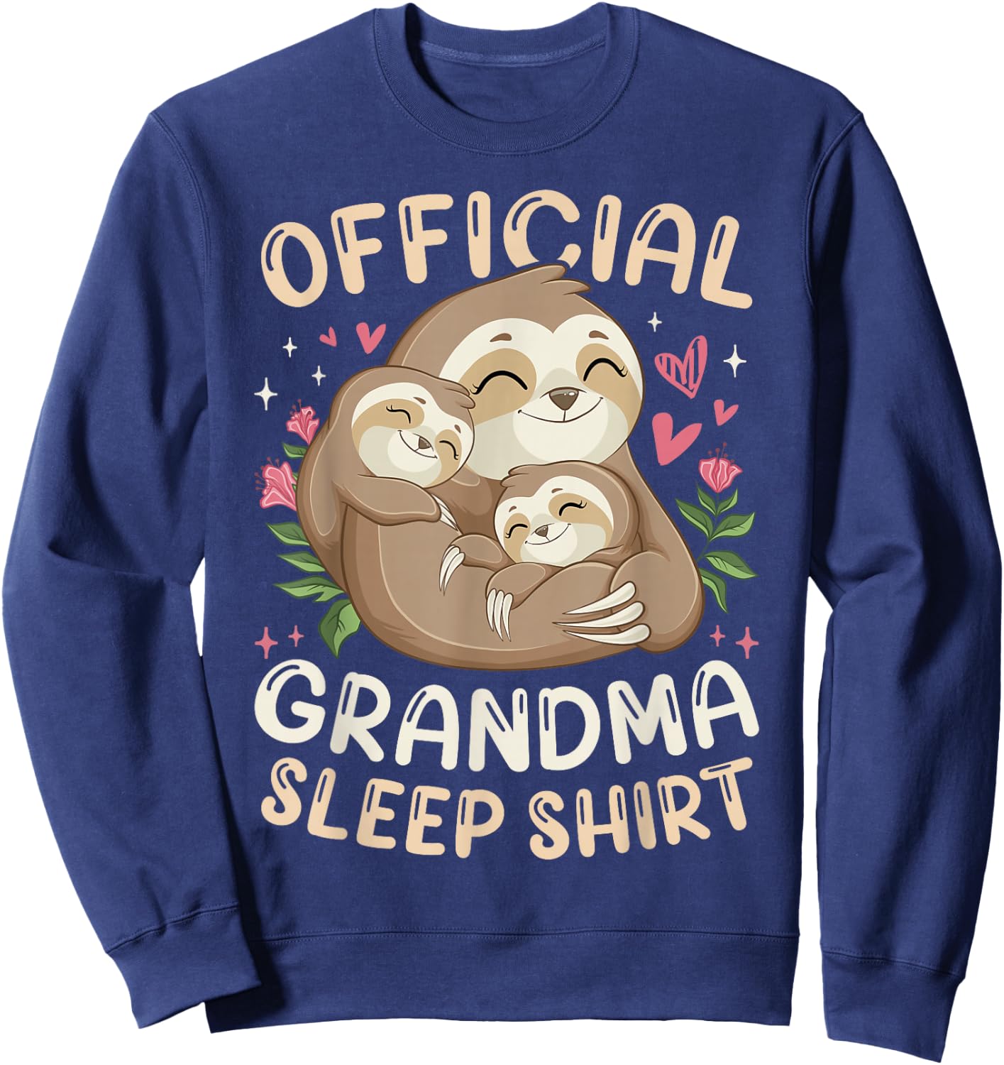 Official Grandma Sleep Shirt, Mother's Day Sloth & Children Sweatshirt - Sweatshirt | Navy