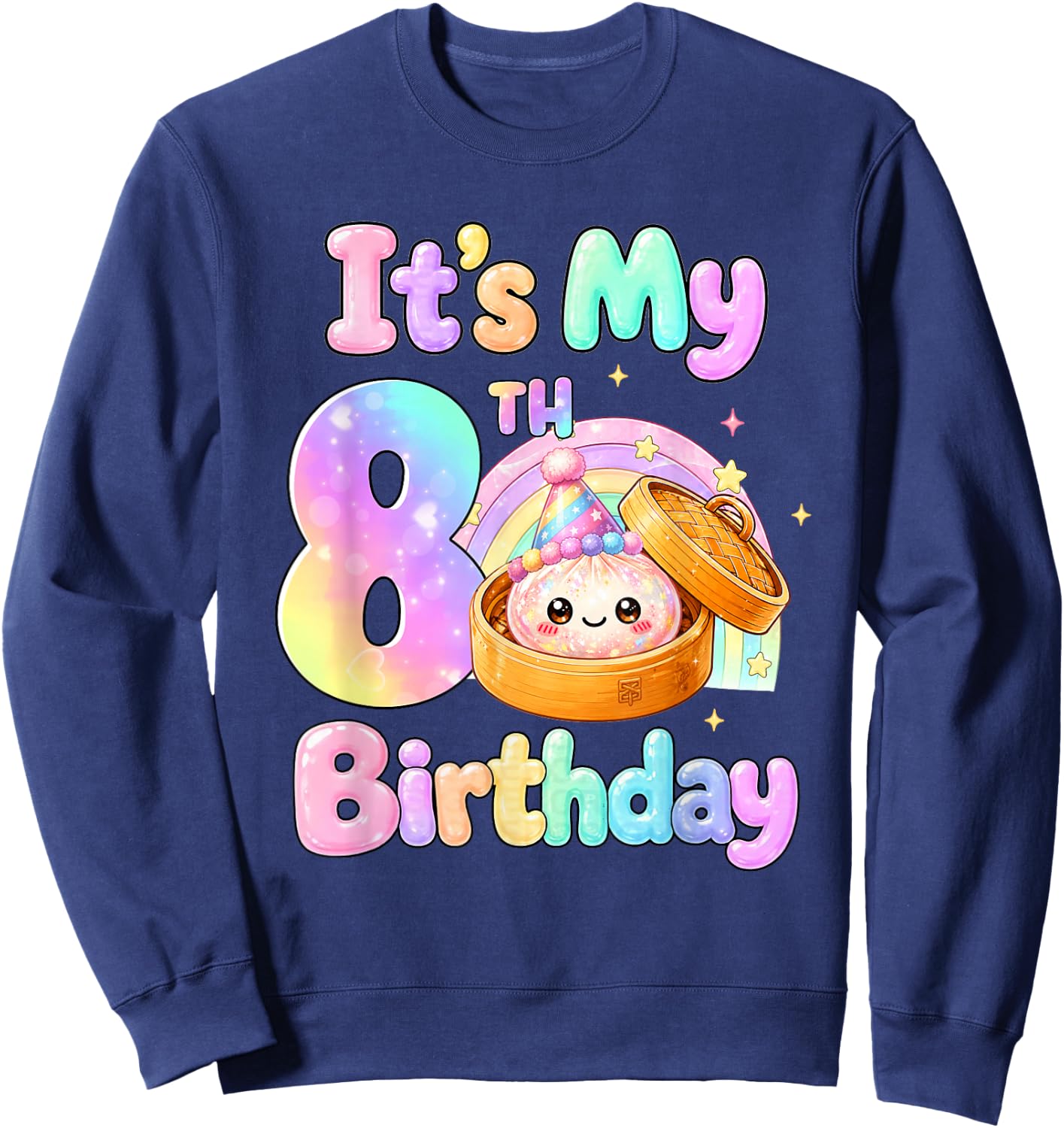 It's My 8th Birthday Kawaii Dumpling Anime Birthday Party Sweatshirt - Sweatshirt | Navy