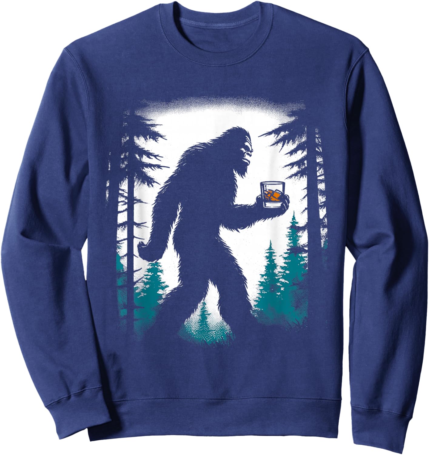 Bigfoot Drinking Whiskey - Funny Bigfoot Sasquatch Lover Sweatshirt - Sweatshirt | Navy