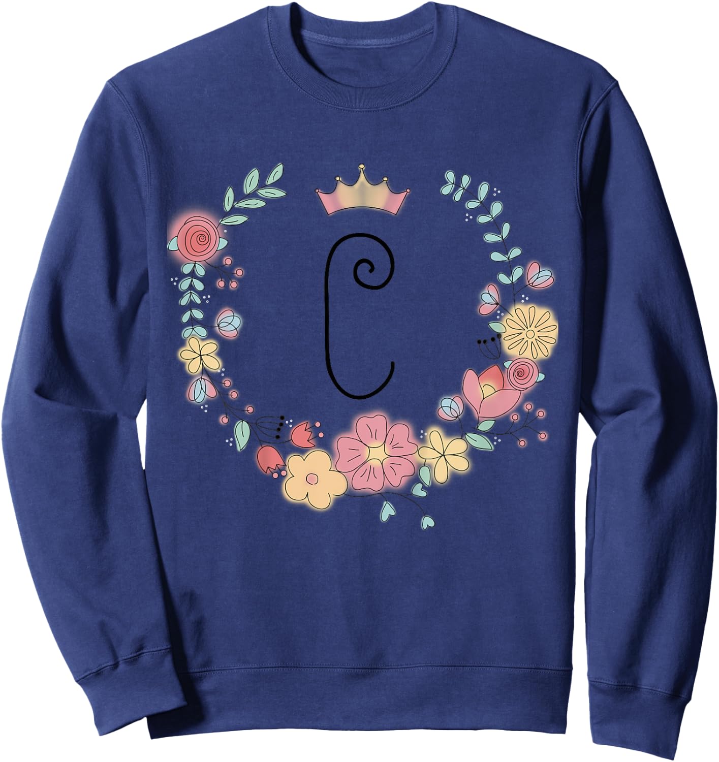 Enfant Cadeau personalisé pour fillettes thème princesses lettre C Sweatshirt - Sweatshirt | Navy