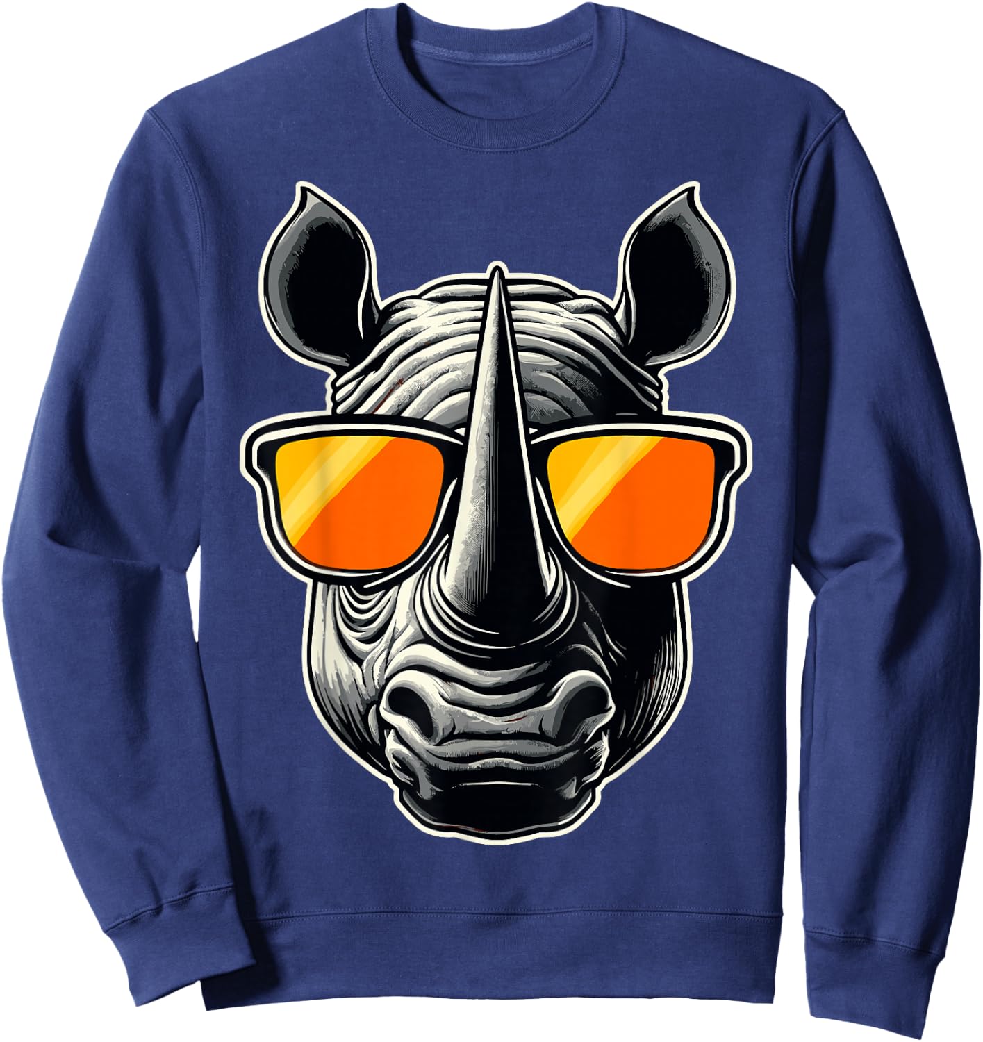 Magical and Funny Rhino lover Gifts Adult Classic Fit Black Animal Print Sweatshirt - Sweatshirt | Navy