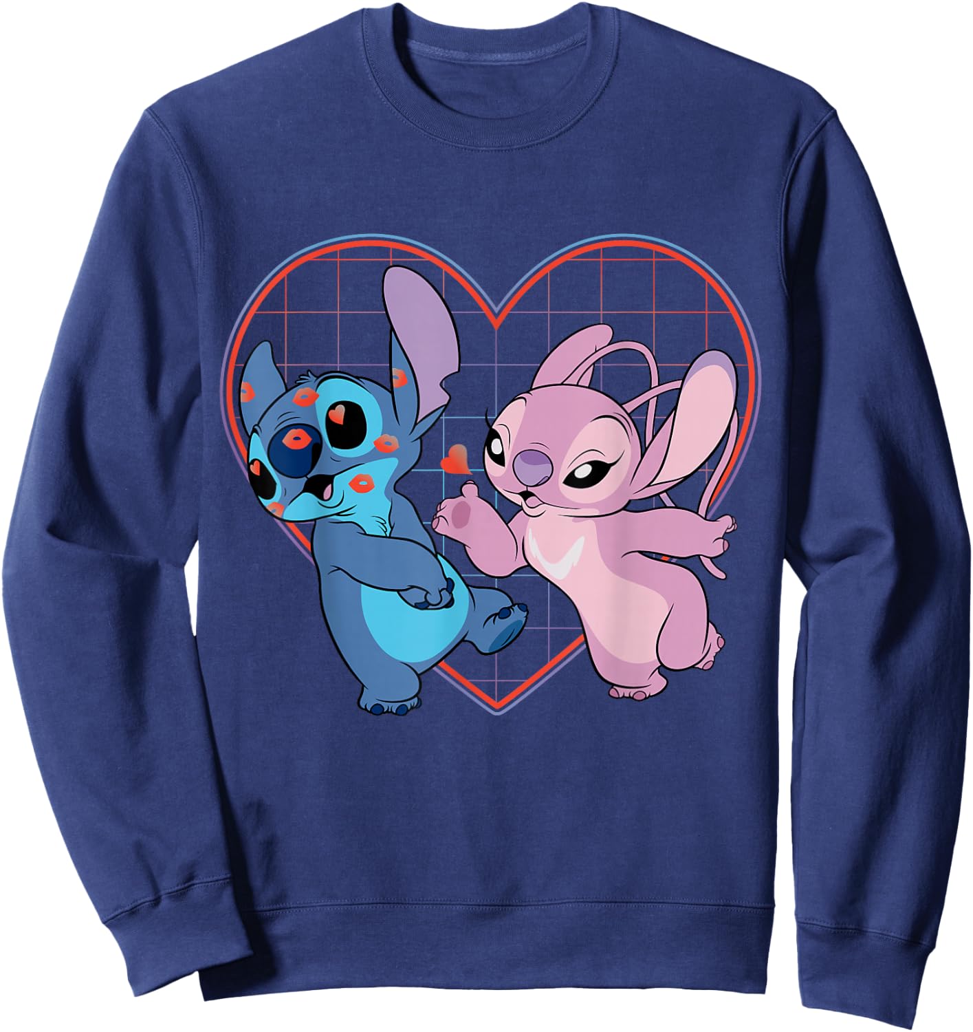 Disney Lilo and Stitch Angel Kisses Love , Black Sweatshirt - Sweatshirt | Navy