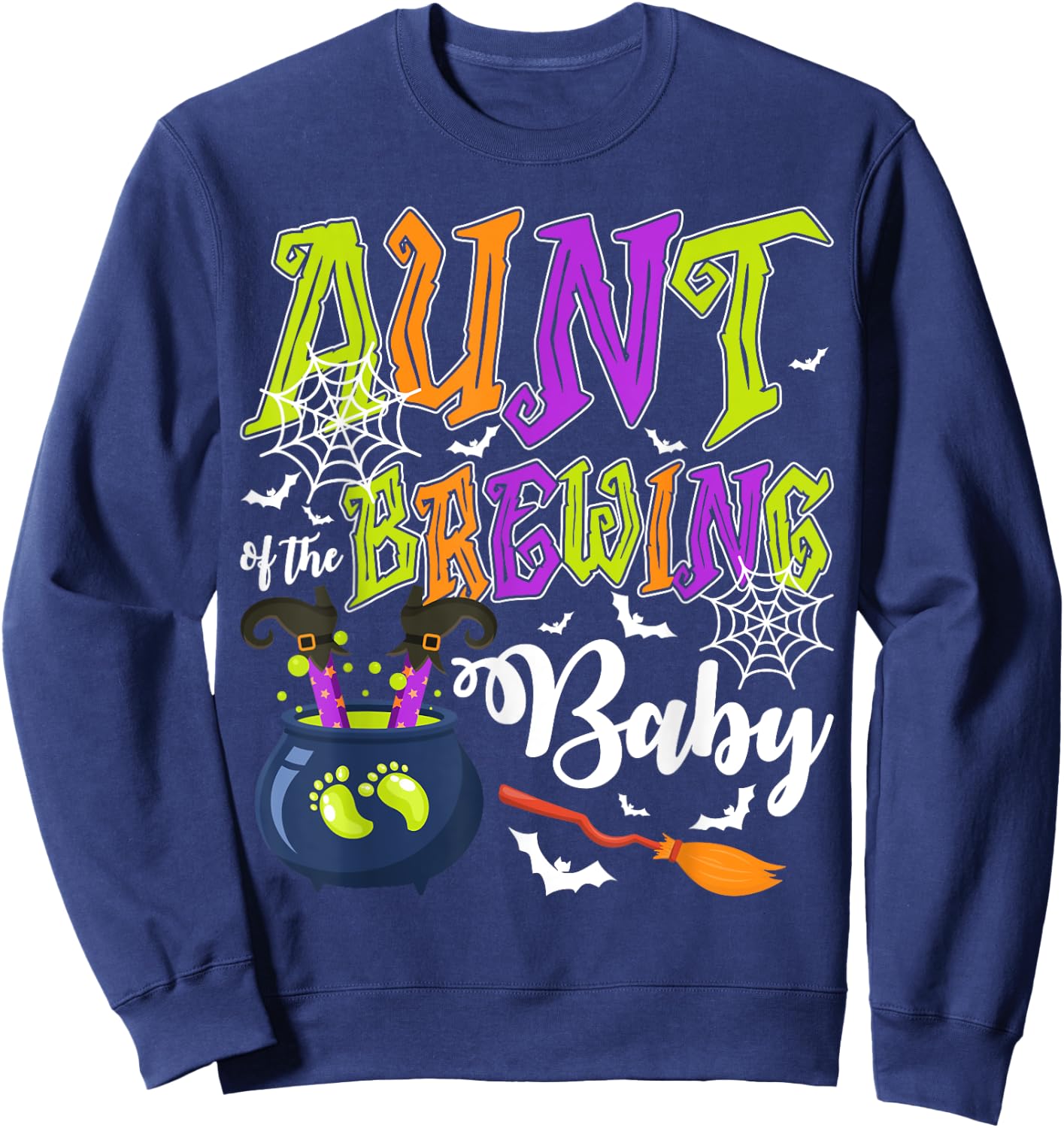 Aunt of Brewing Baby Matching Family Halloween Baby Shower Sweatshirt - Sweatshirt | Navy