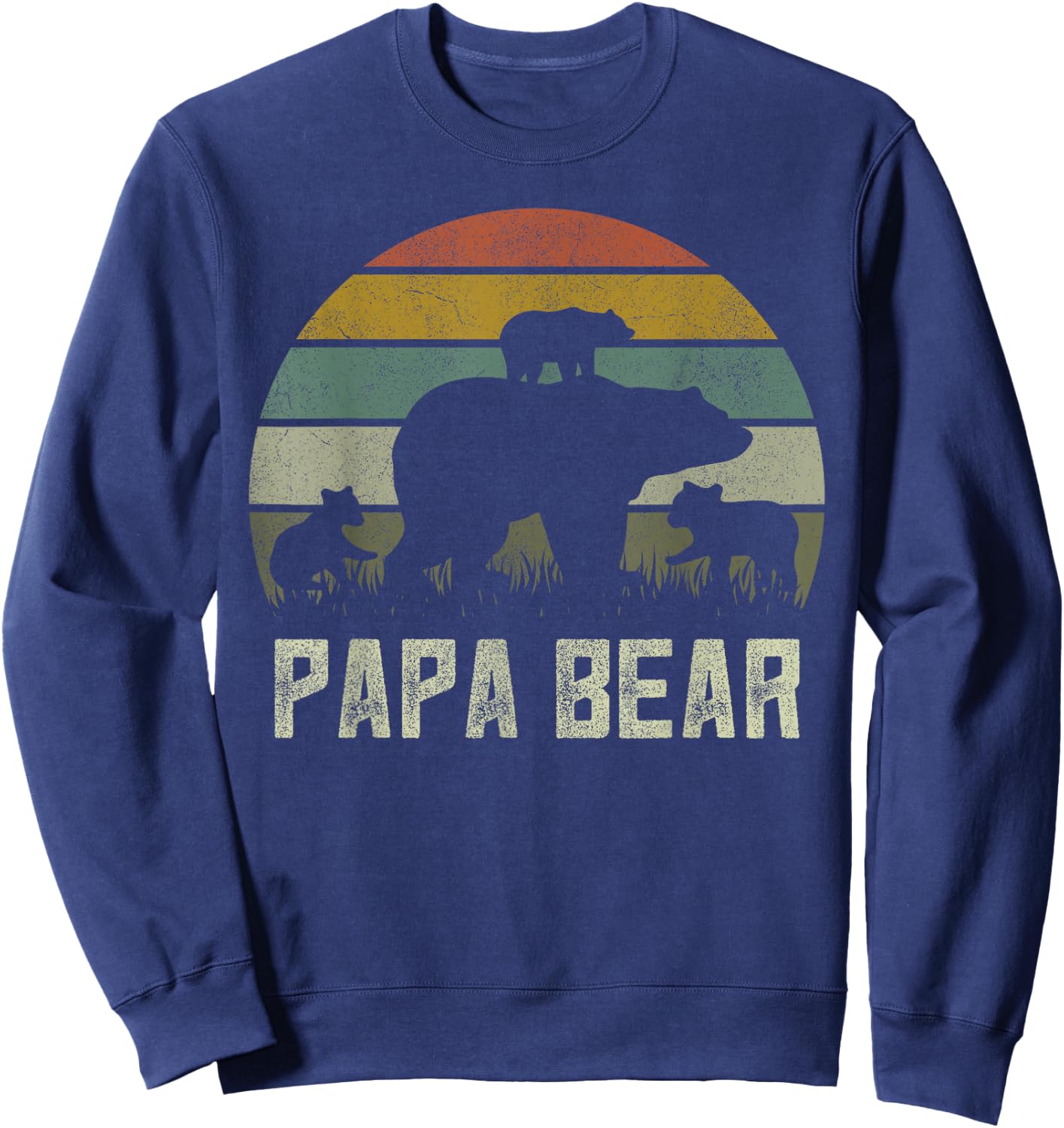 Lustige Papa Bär Shirts, Cub 3 Kinder Vatertag Opa Sweatshirt - Sweatshirt | Navy