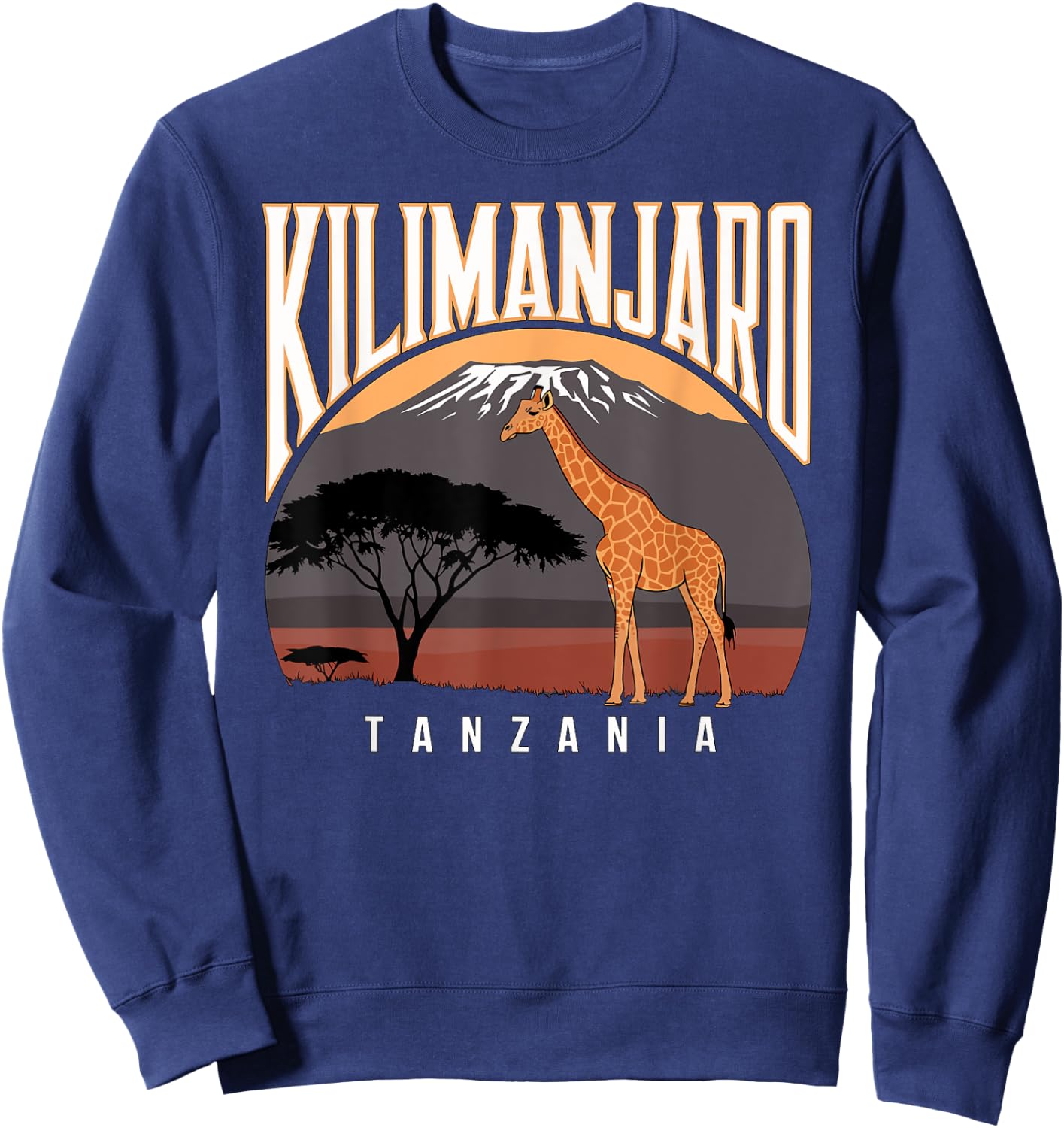 Kilimanjaro Tanzania, Fun Africa Safari Giraffe , Black, S Sweatshirt - Sweatshirt | Navy