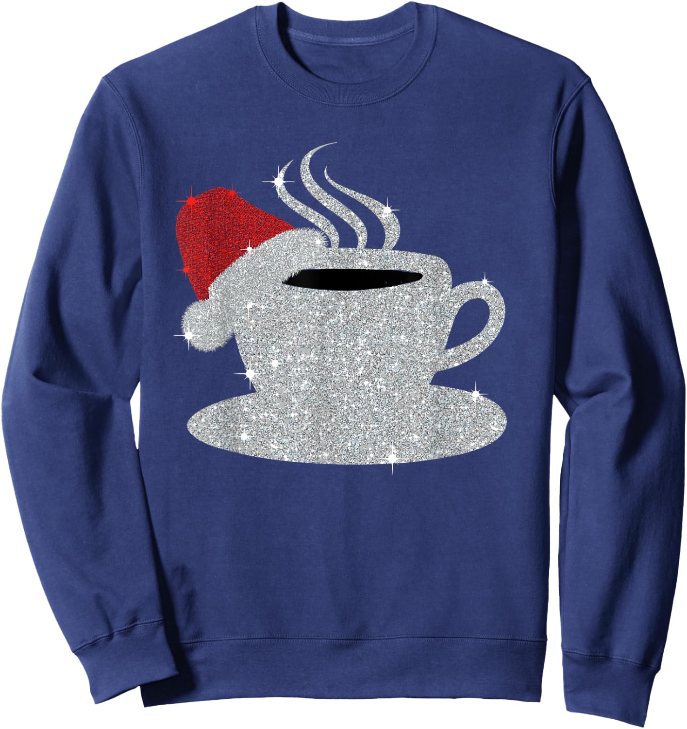 Christmas Hot Coffee Cup Santa's Hat Xmas Holidays Gift Sweatshirt - Sweatshirt | Navy
