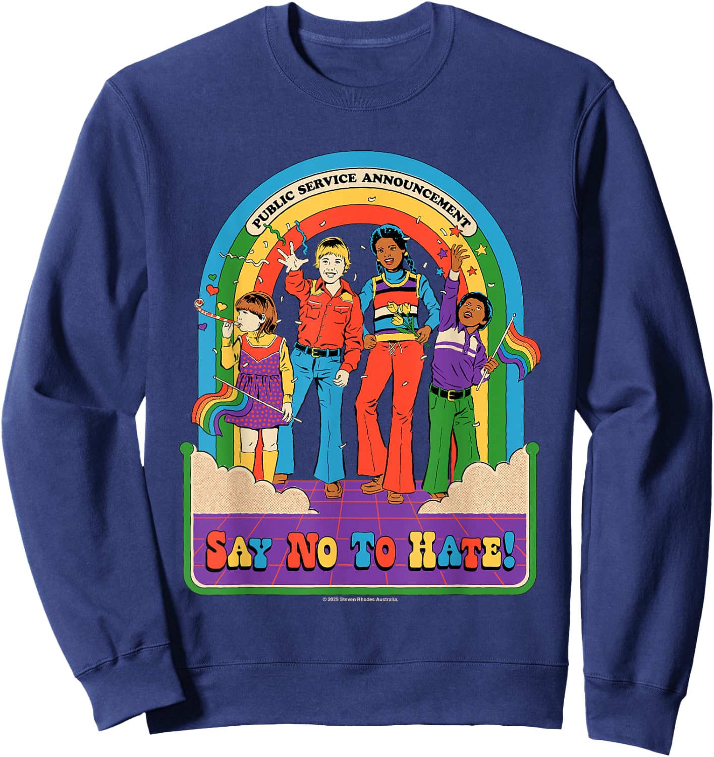 Say No to Hate Sarcastic Retro Vintage Funny Adult Humor Sweatshirt - Sweatshirt | Navy