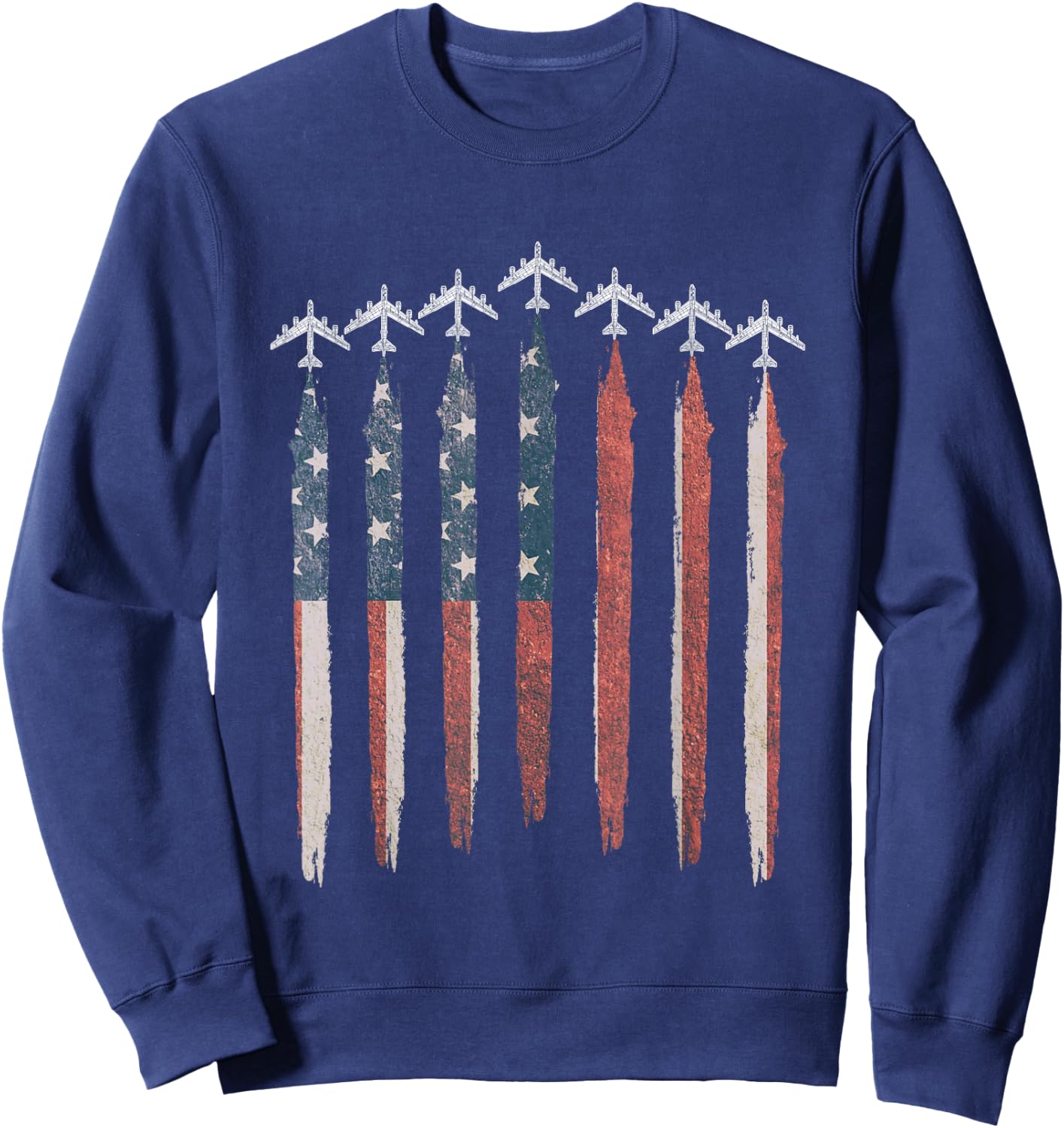 B-52 Stratofortress Bomber Airplane USA Flag B-52 July 4th Sweatshirt - Sweatshirt | Navy