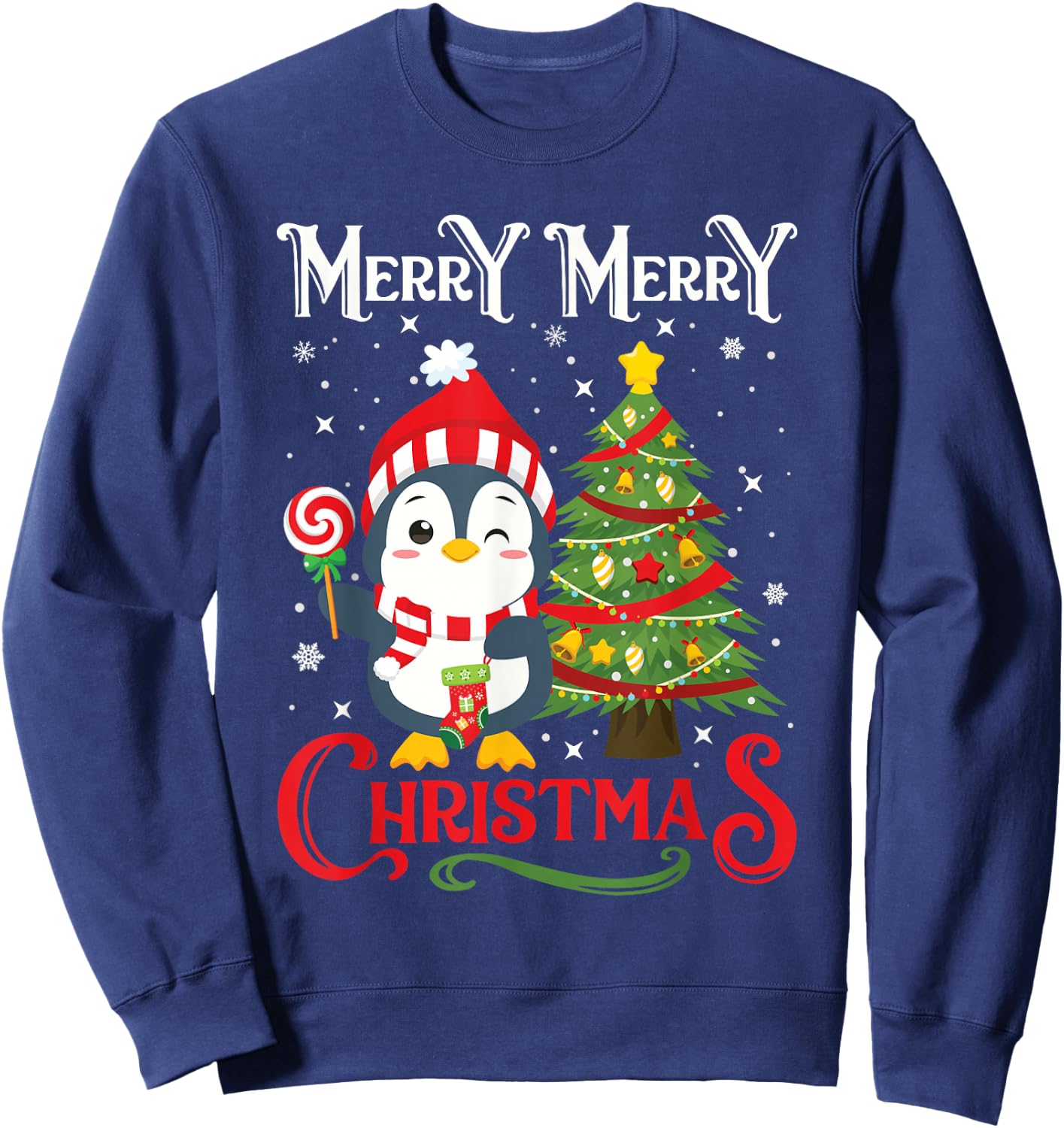 Boys Girls Men Women Christmas Pajamas Funny Penguin Sweatshirt - Sweatshirt | Navy