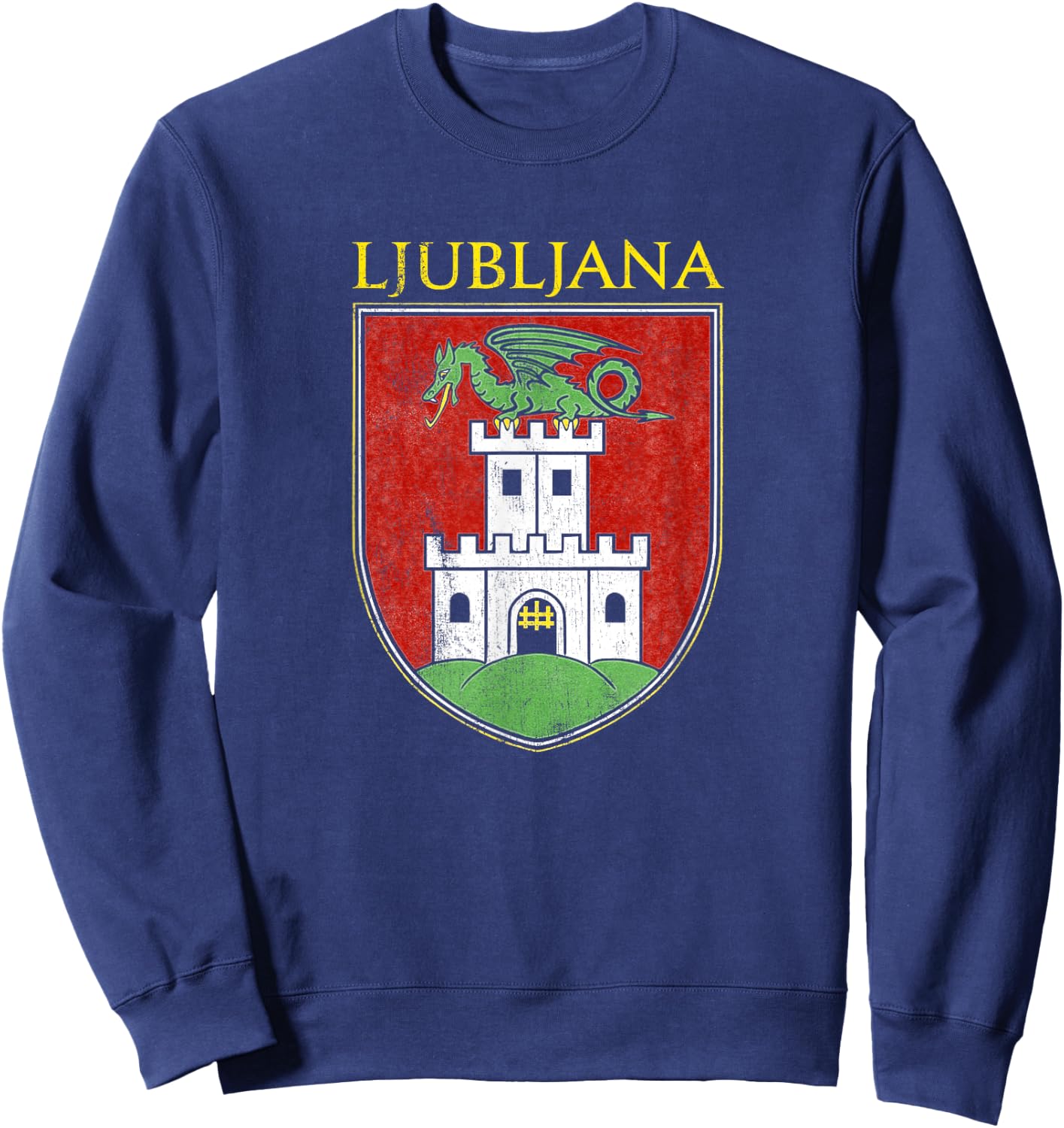 Ljubljana Souvenir Slovenian Slovenia Coat of Arms Sweatshirt - Sweatshirt | Navy