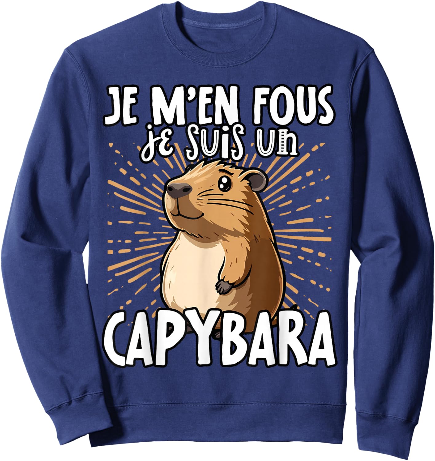 Je M'en Fous Je Suis Un Capybara - Sweet Capybara , Black, S Sweatshirt - Sweatshirt | Navy