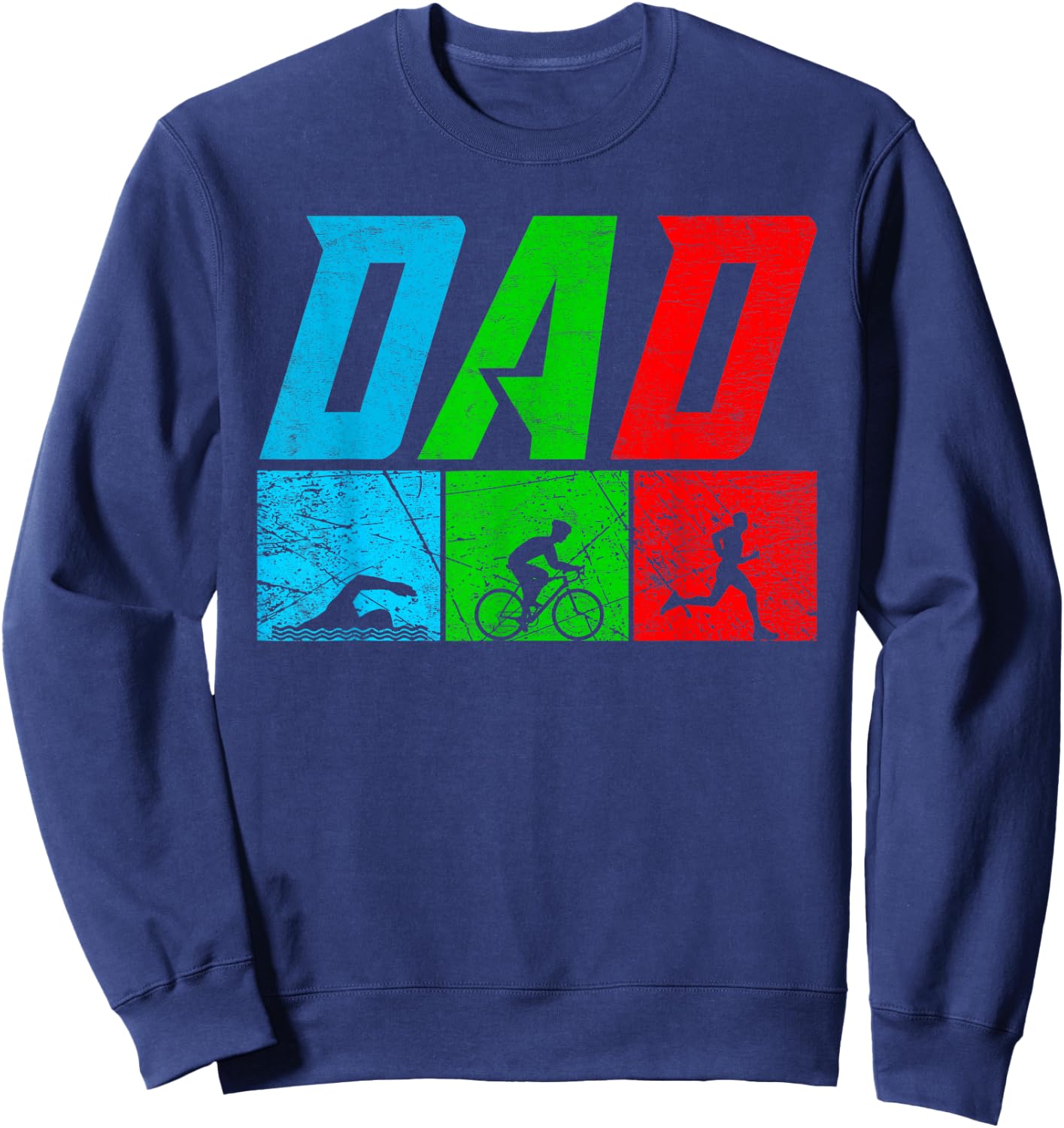 Fathers TRIATHLON DAD Triathletics Funny Triathlete Sweatshirt - Sweatshirt | Navy