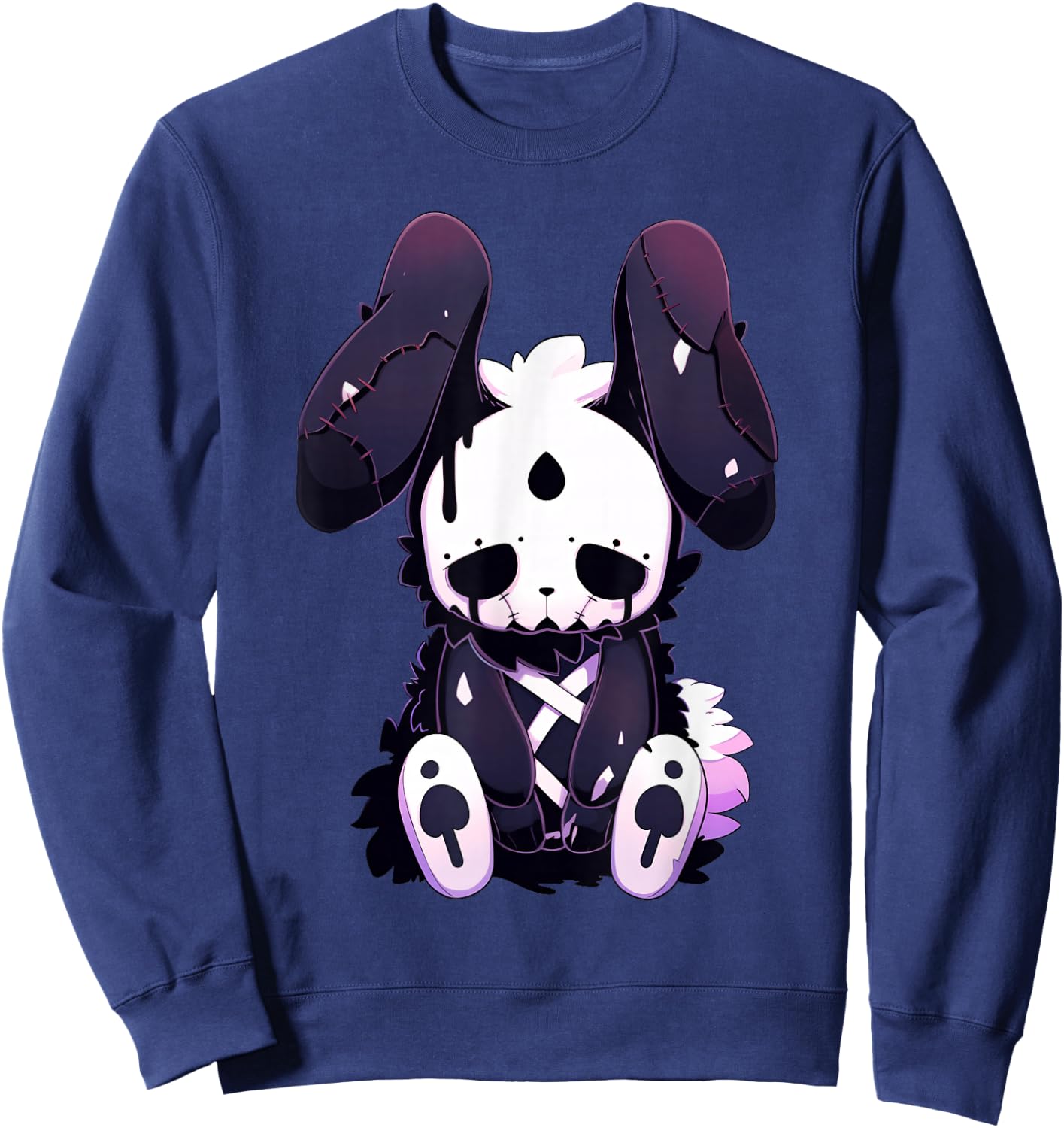 Goth Bunny E-Girl Cute Kawaii Rabbit Gothic Outfit Grunge Sweatshirt - Sweatshirt | Navy