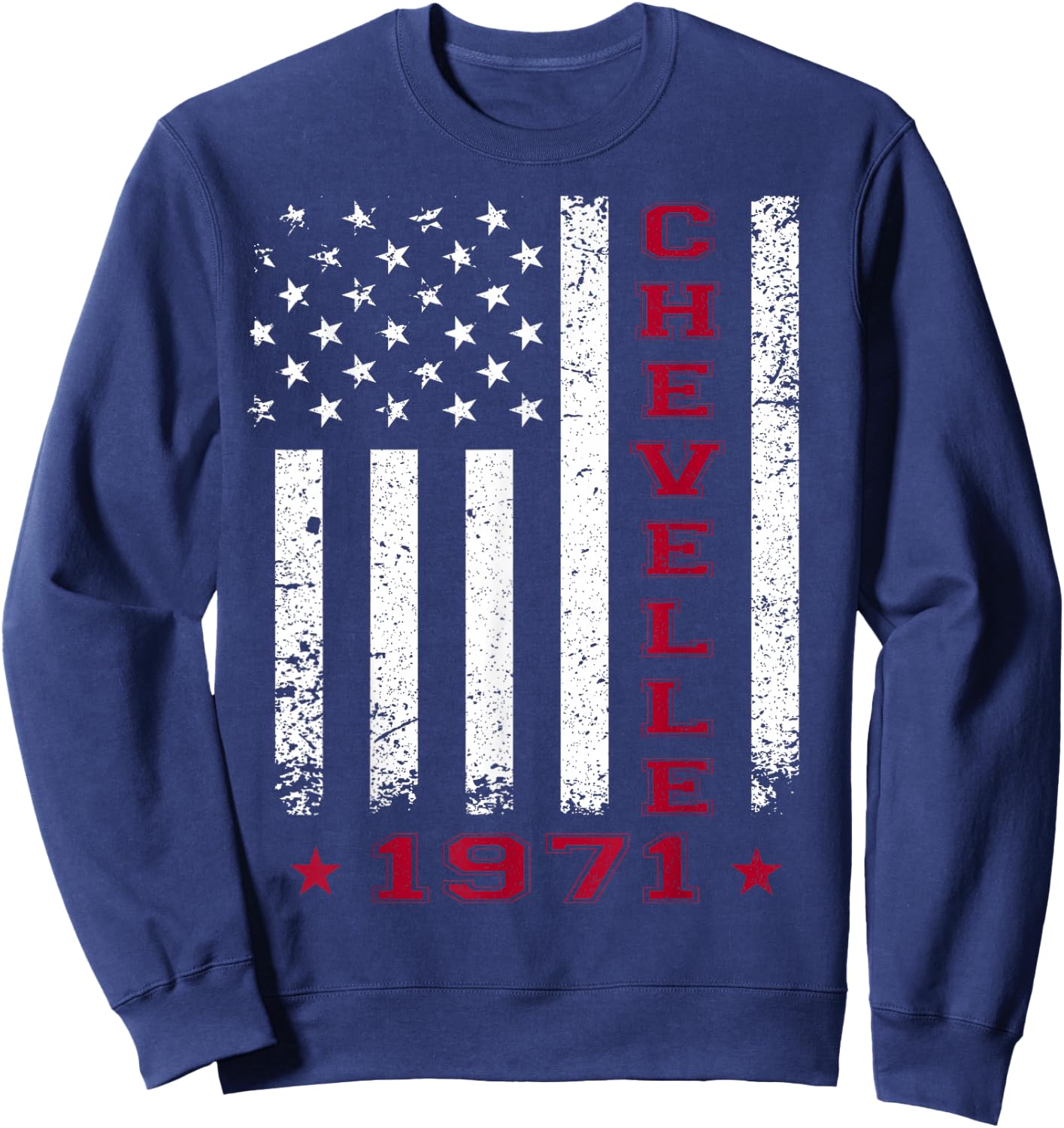 American Flag Jersey Style Chevelle 71 1971 Muscle Car Sweatshirt - Sweatshirt | Navy