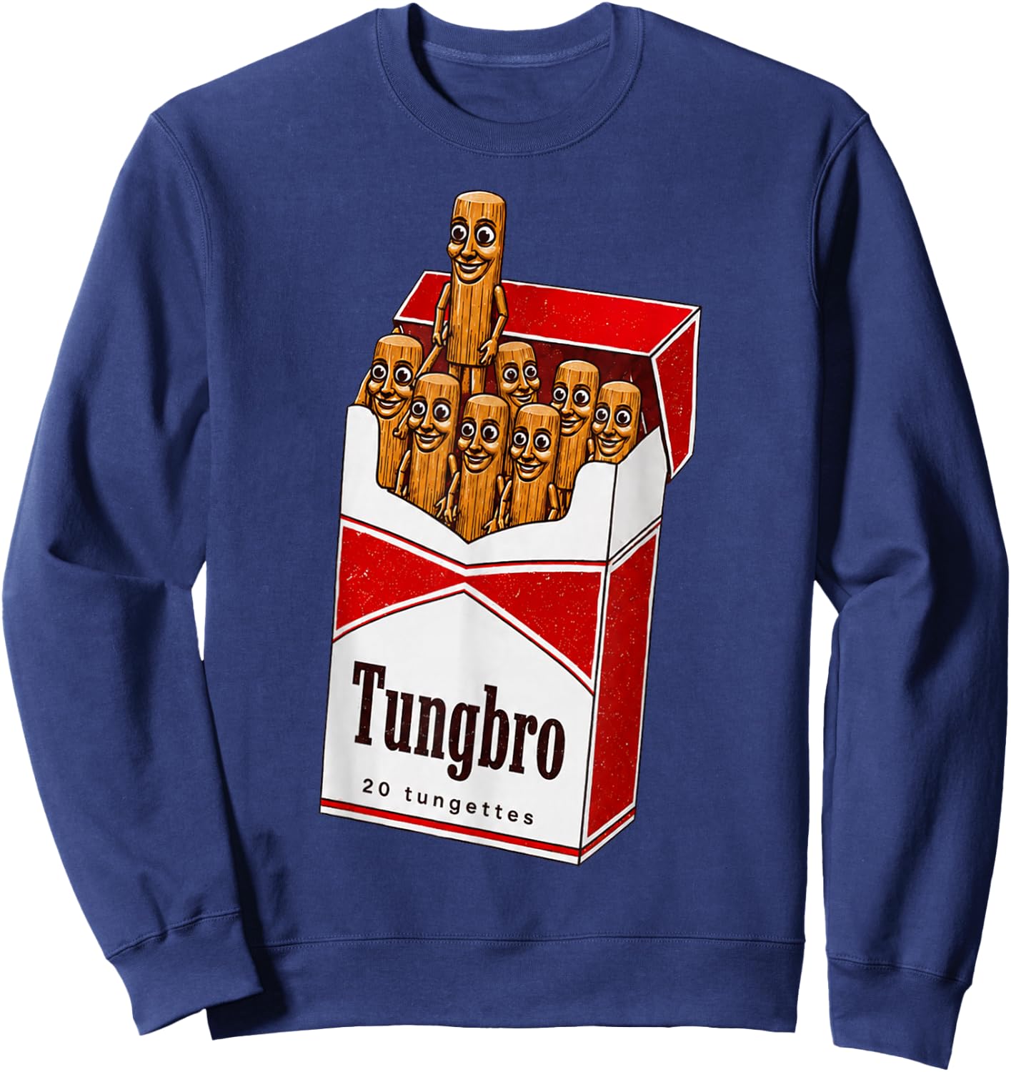 Tung Tung Sahur Cigarette Pack Parody Funny Brainrot Meme Sweatshirt - Sweatshirt | Navy