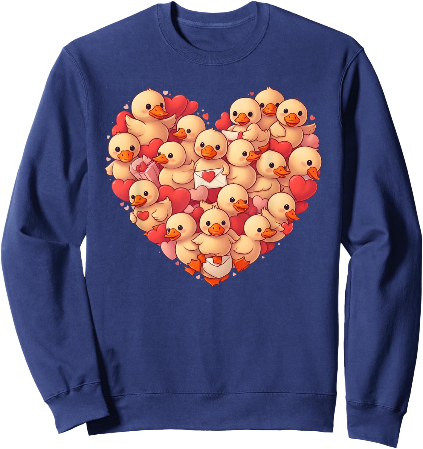 Funny Valentine's Day Duck Heart Shaped Duck , Men and Kids , Black, S Sweatshirt - Sweatshirt | Navy