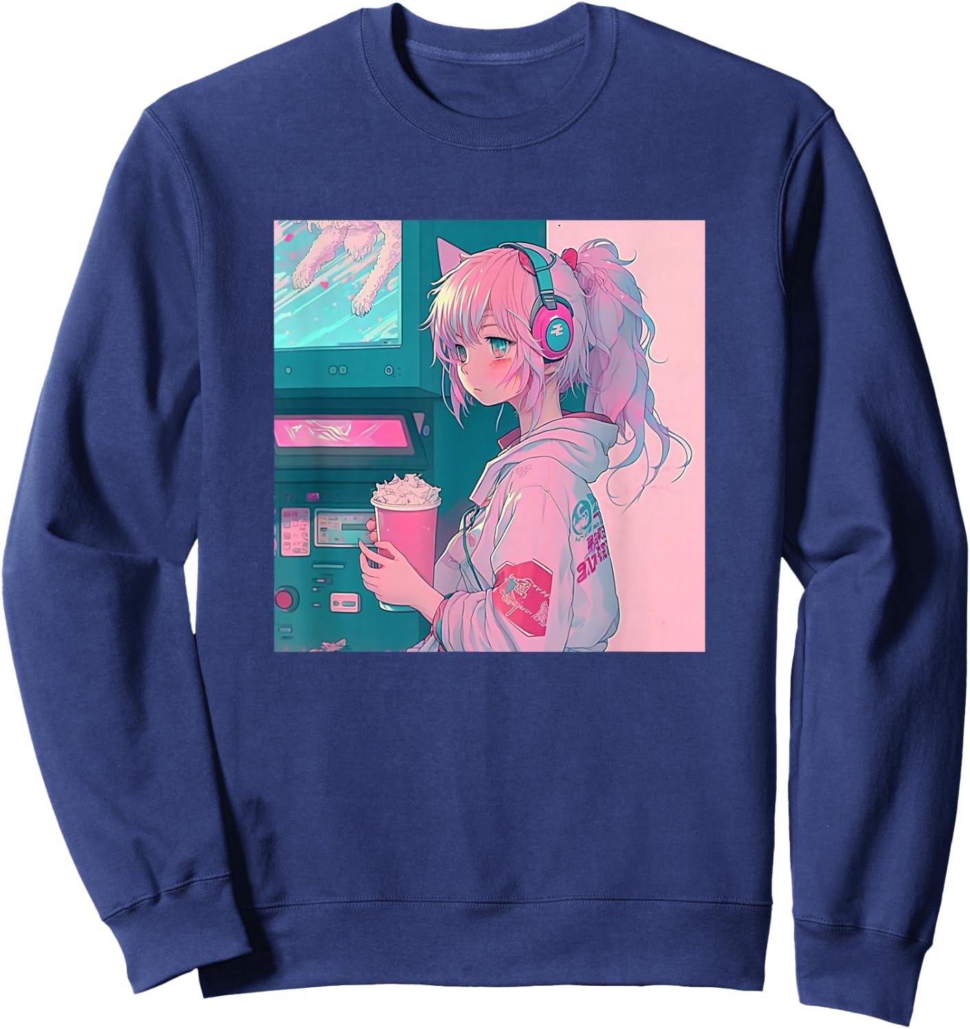 Japanese Anime Girl Sweatshirt - Sweatshirt | Navy