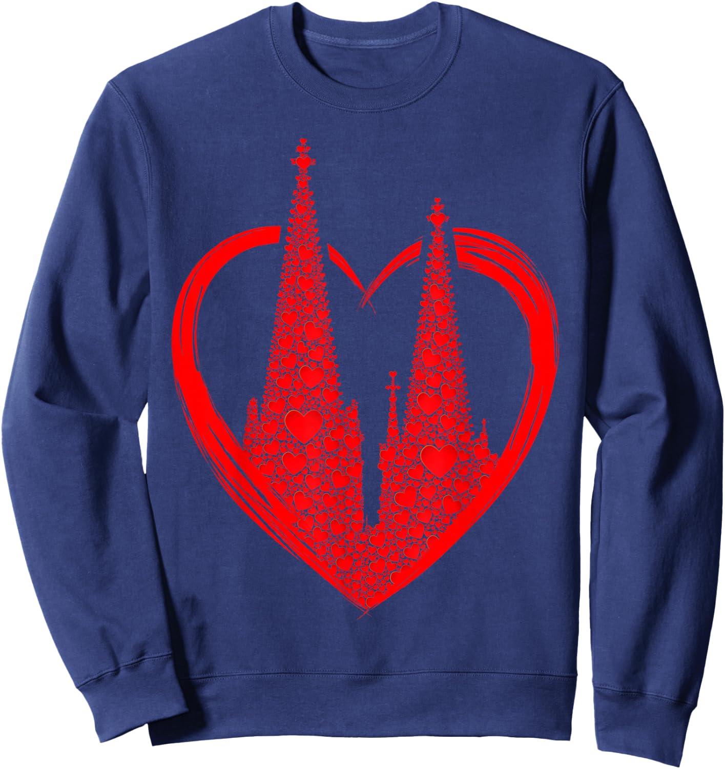 Cologne Cathedral with Heart for Cologne Fans Cologne Hearts Love Cologne , black Sweatshirt - Sweatshirt | Navy