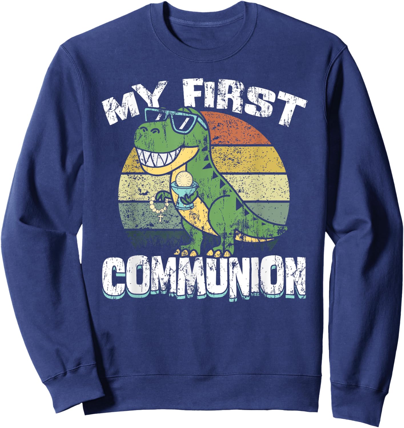 Dinosaur First Communion Christian Boys My First Communion Sweatshirt - Sweatshirt | Navy