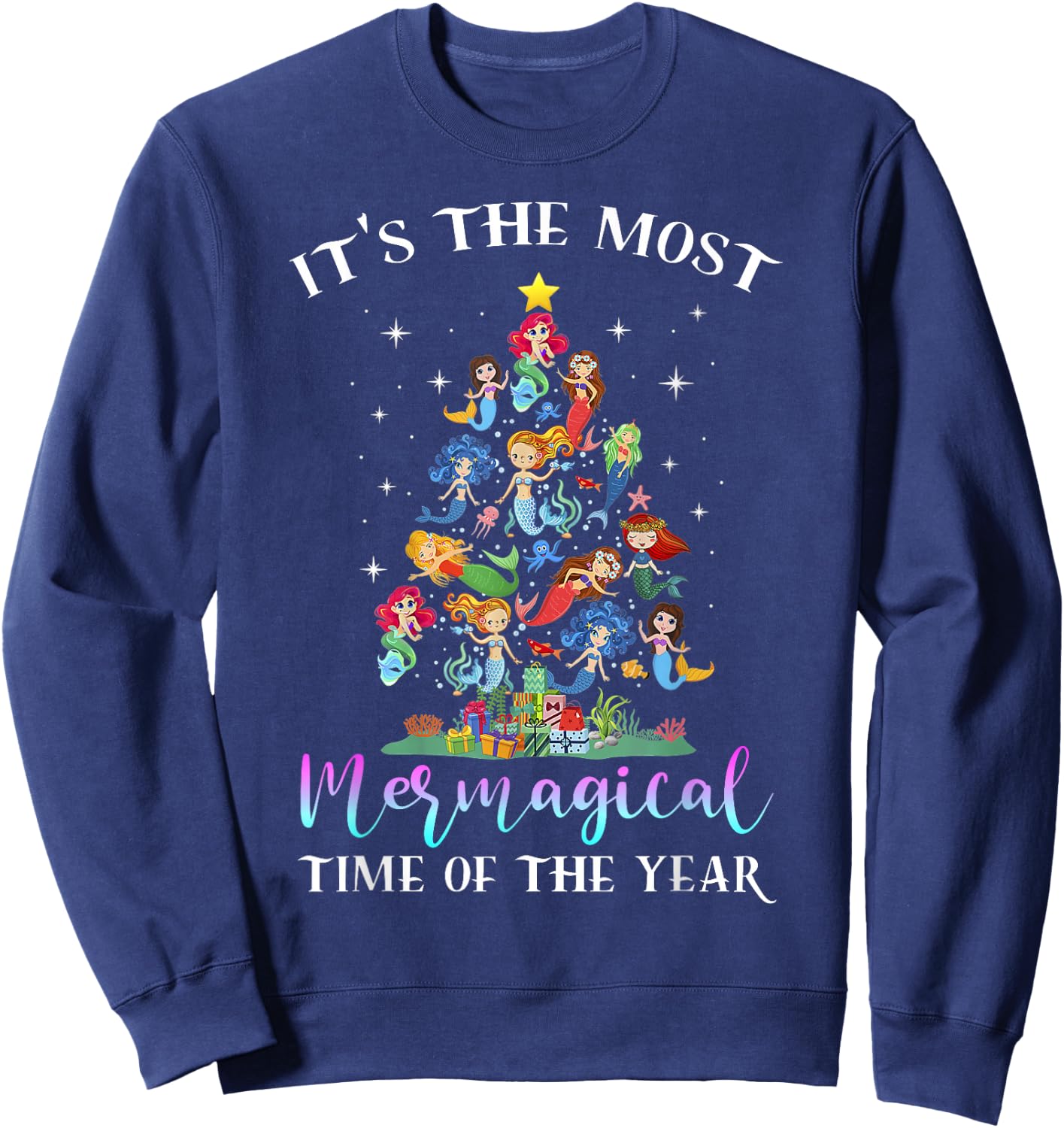 It's The Most Mermagical Of Year Mermaid Christmas Tree Sweatshirt - Sweatshirt | Navy