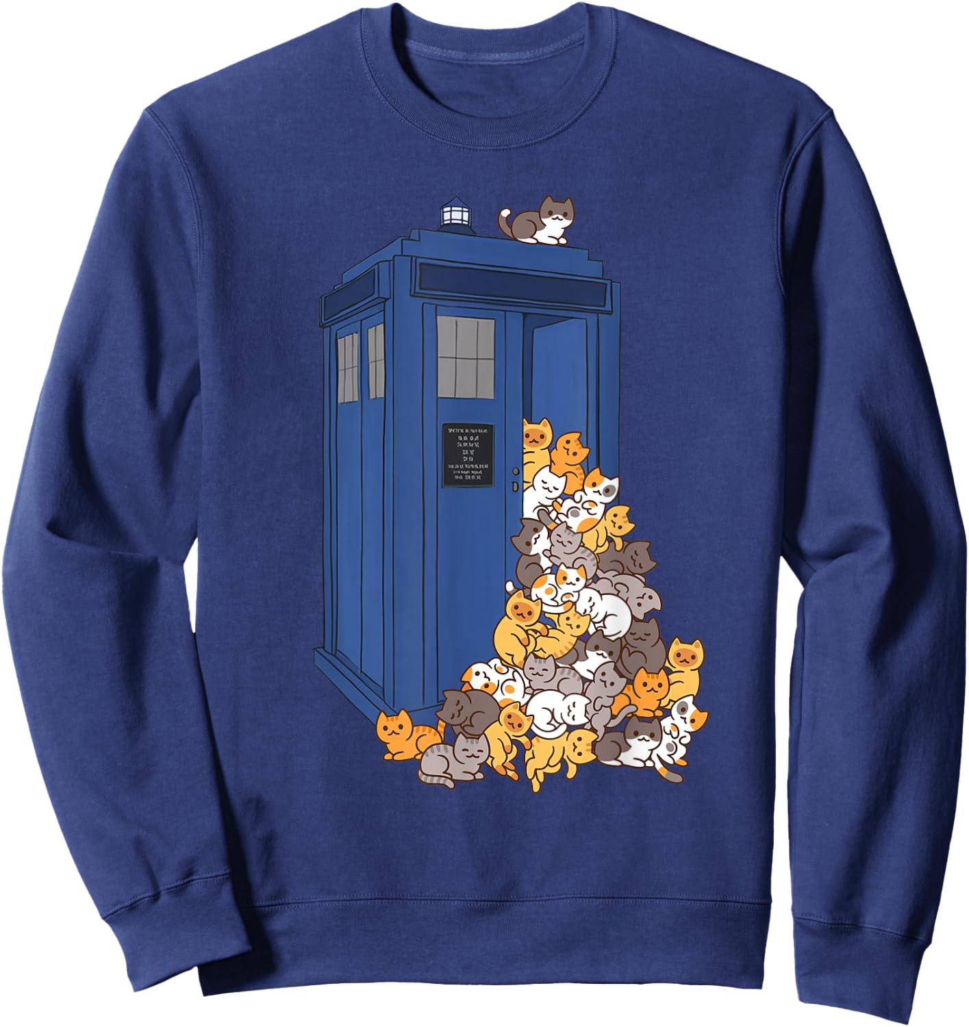 Tardis Funny Cats Vintage Retro Kitten Box Sweatshirt - Sweatshirt | Navy