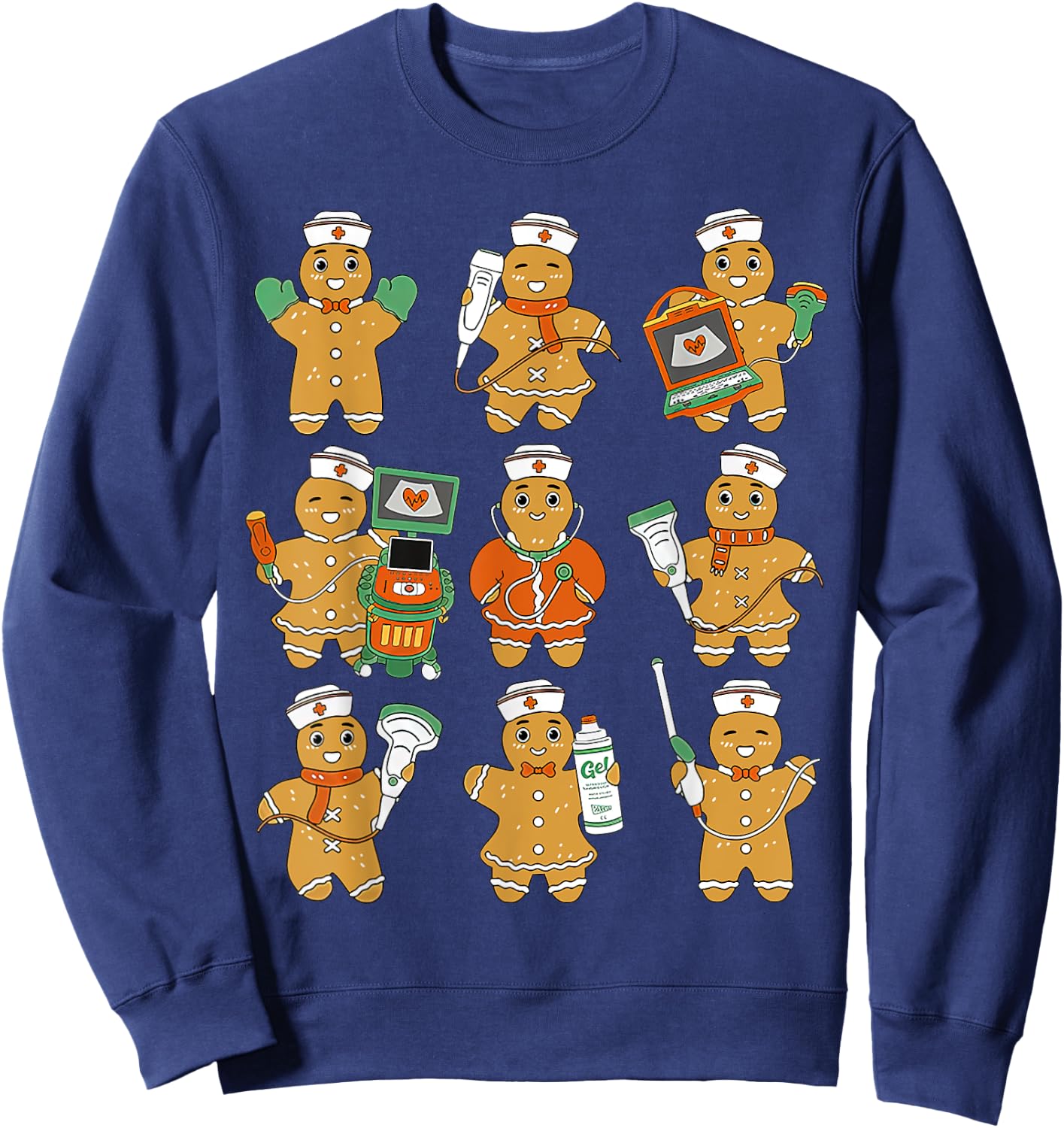 Christmas Ultrasound Tech Gingerbreads Radiology Cardiac Sweatshirt - Sweatshirt | Navy