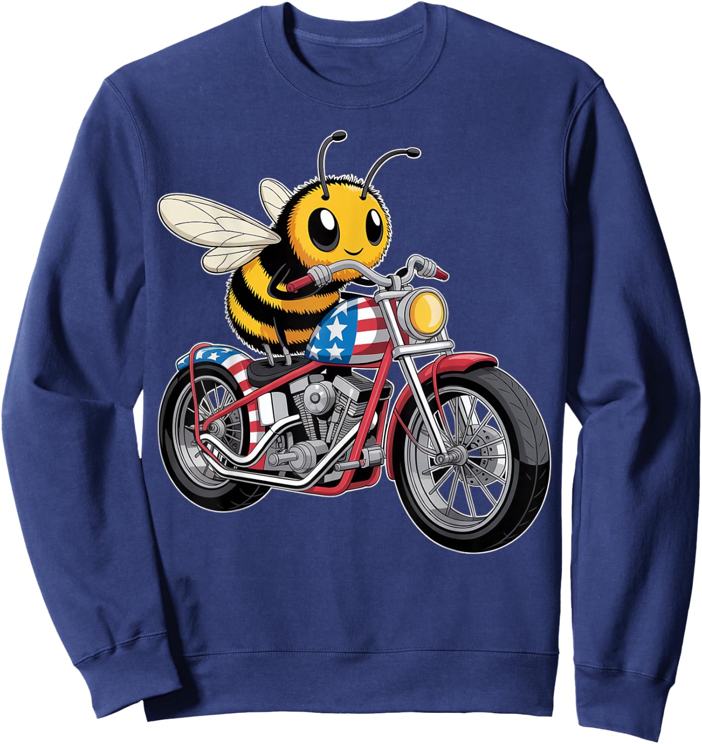 Patriotic Bee Motorcycle Rider Sweatshirt - Sweatshirt | Navy