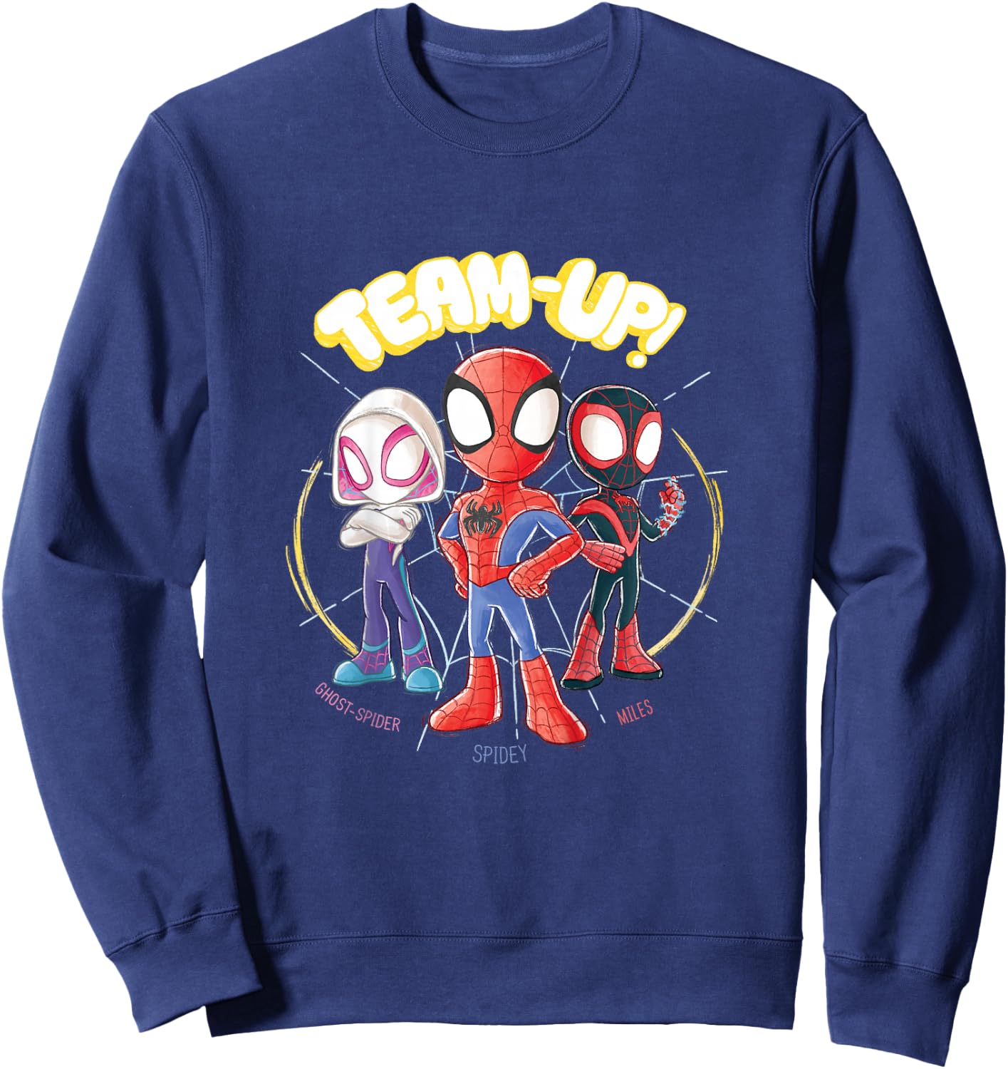 Kids Marvel Spidey and His Amazing Friends Team Up! , White Sweatshirt - Sweatshirt | Navy