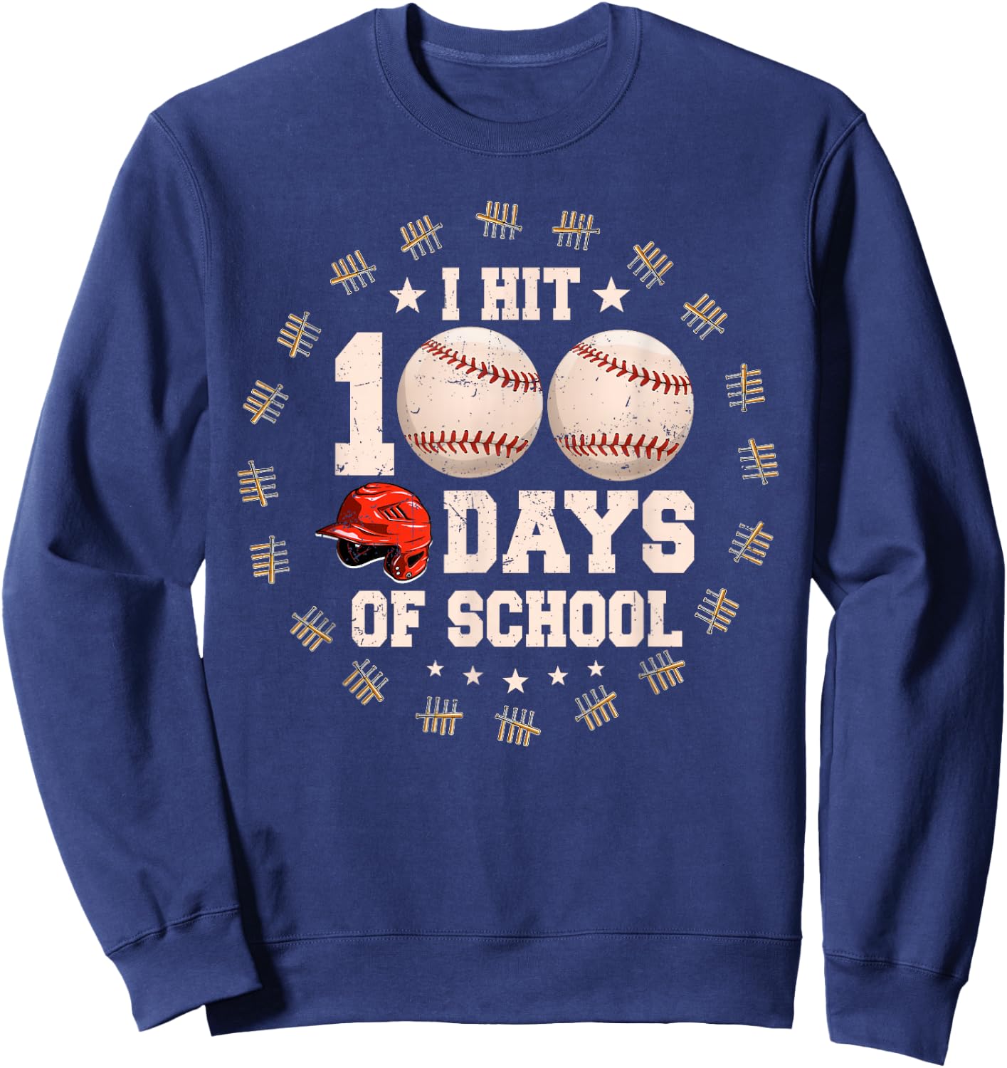 Bat 100th Day Of School Sweatshirt - Sweatshirt | Navy