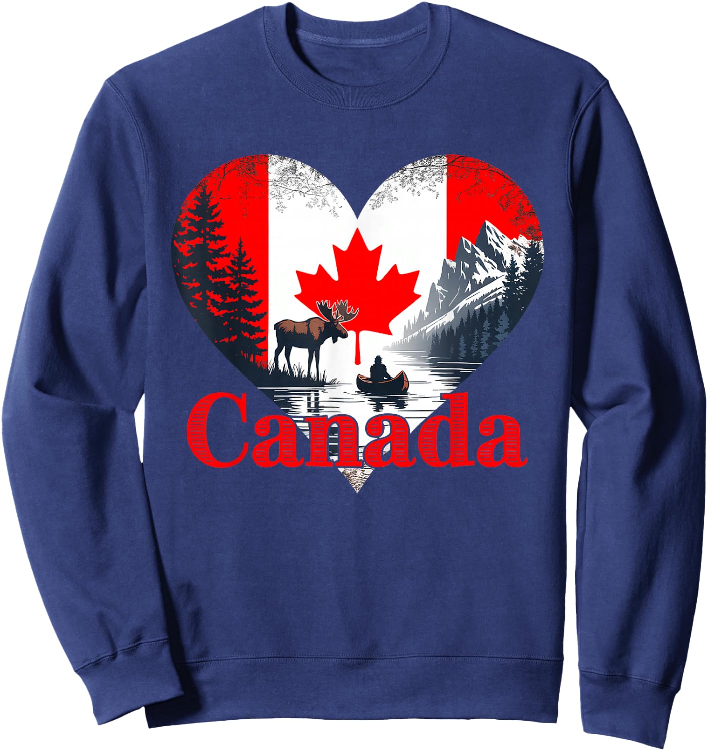 Canada Day Wilderness Heart Outdoor Maple Leaf Canadian Sweatshirt - Sweatshirt | Navy
