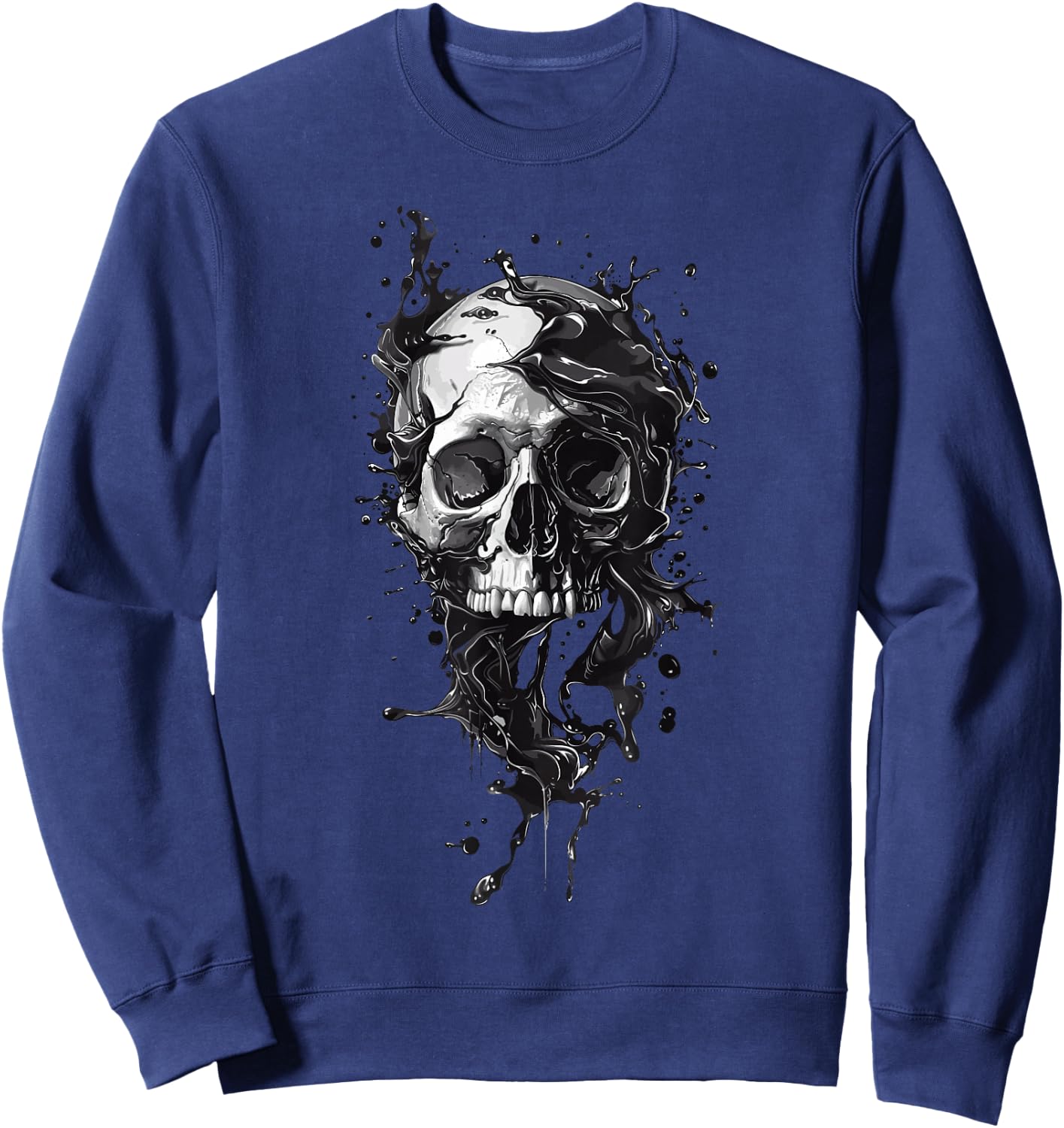 Liquid Skull, Flowy, Modern Rock Fun Black and White , grey, S Sweatshirt - Sweatshirt | Navy