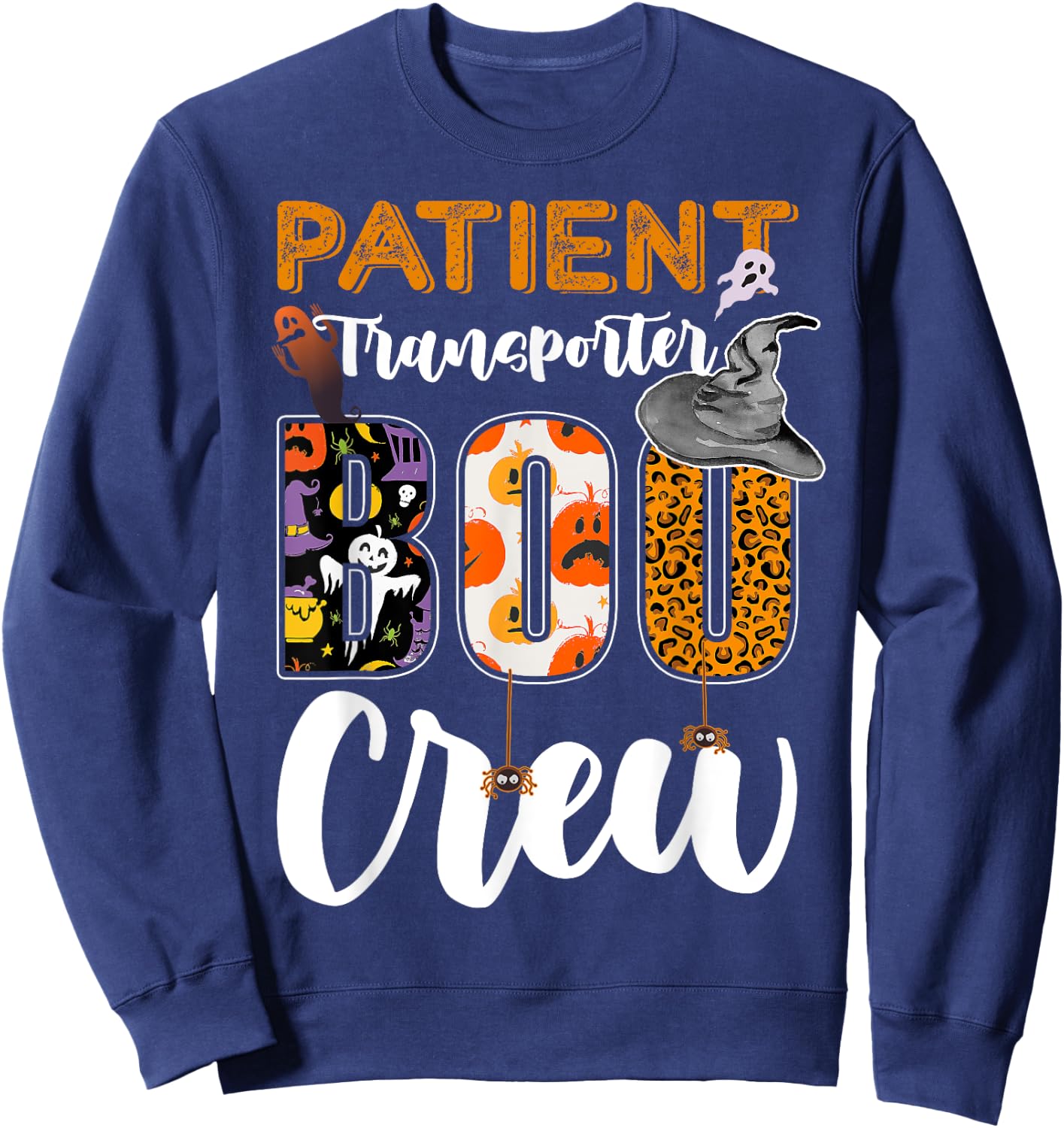 Patient Transporter Boo Crew Halloween Matching Sweatshirt - Sweatshirt | Navy