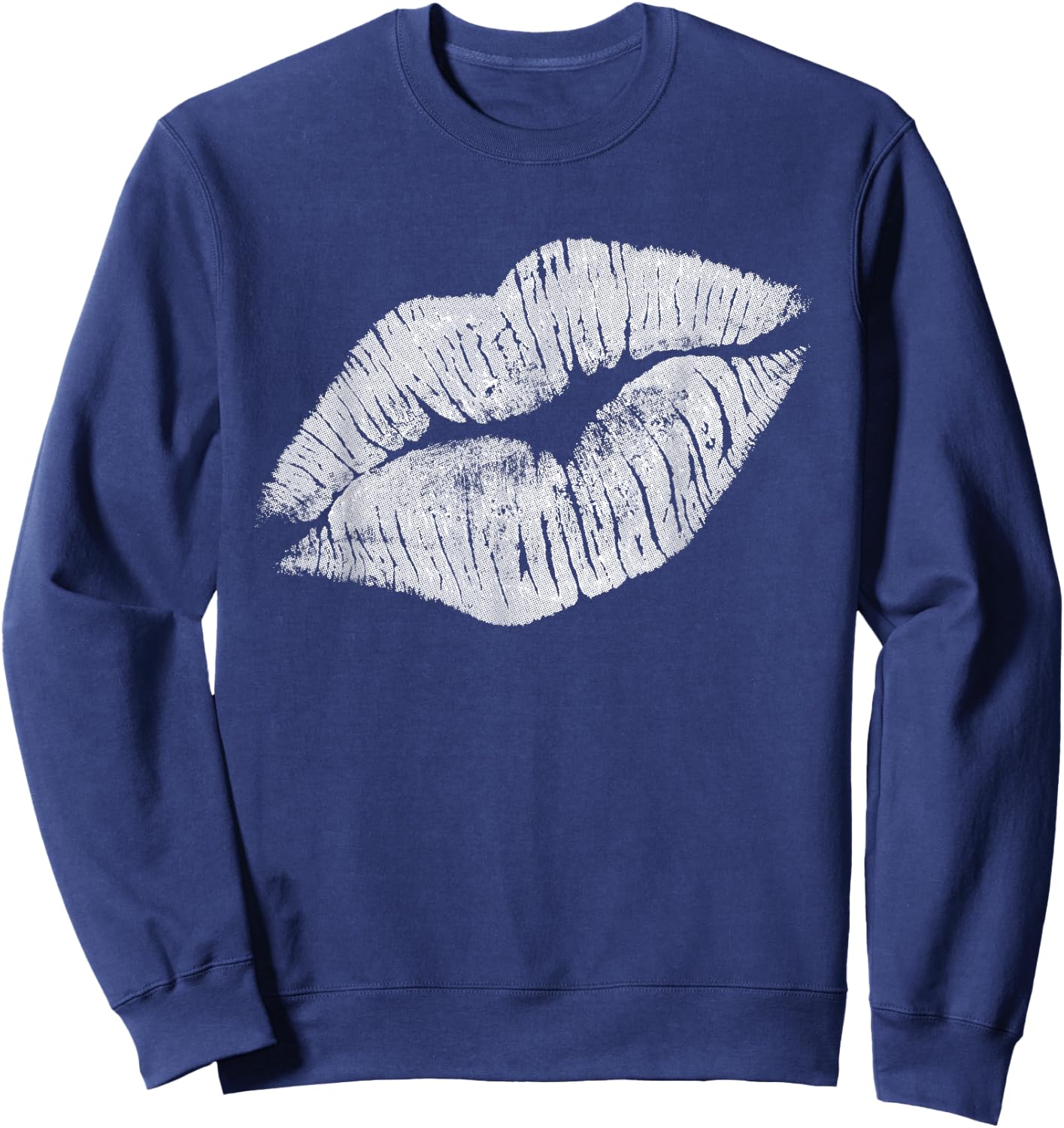 White Kissing Lipstick | Perfect 80s Party Design Sweatshirt - Sweatshirt | Navy