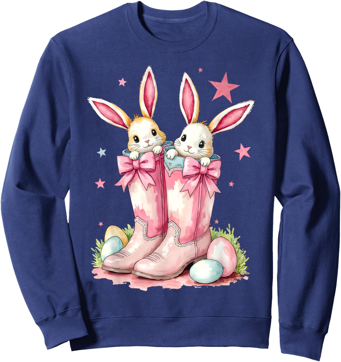 Howdy Easter Western Easter Bunny Cowboy Boots Sweatshirt - Sweatshirt | Navy