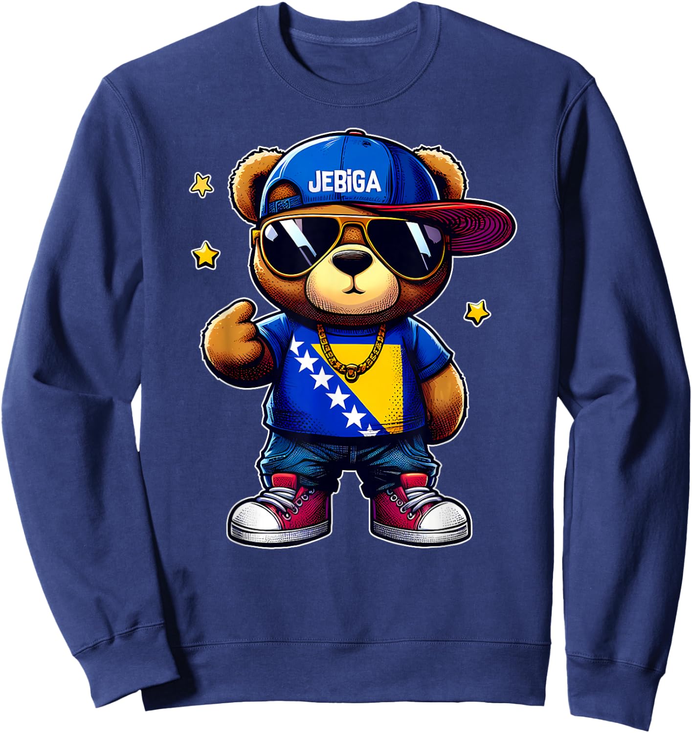 JEBIGA Niedlicher Teddybär mit bosnischer Flagge lustiges Sweatshirt - Sweatshirt | Navy