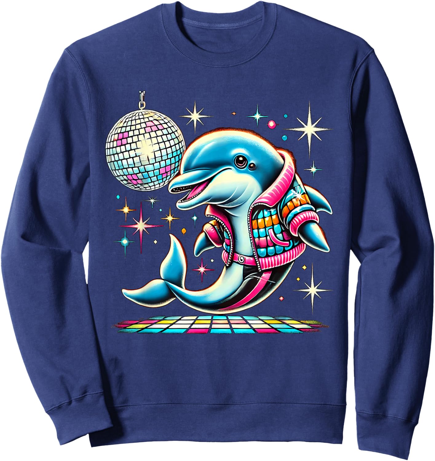 Aesthetic Dolphin Disco Sweatshirt - Sweatshirt | Navy